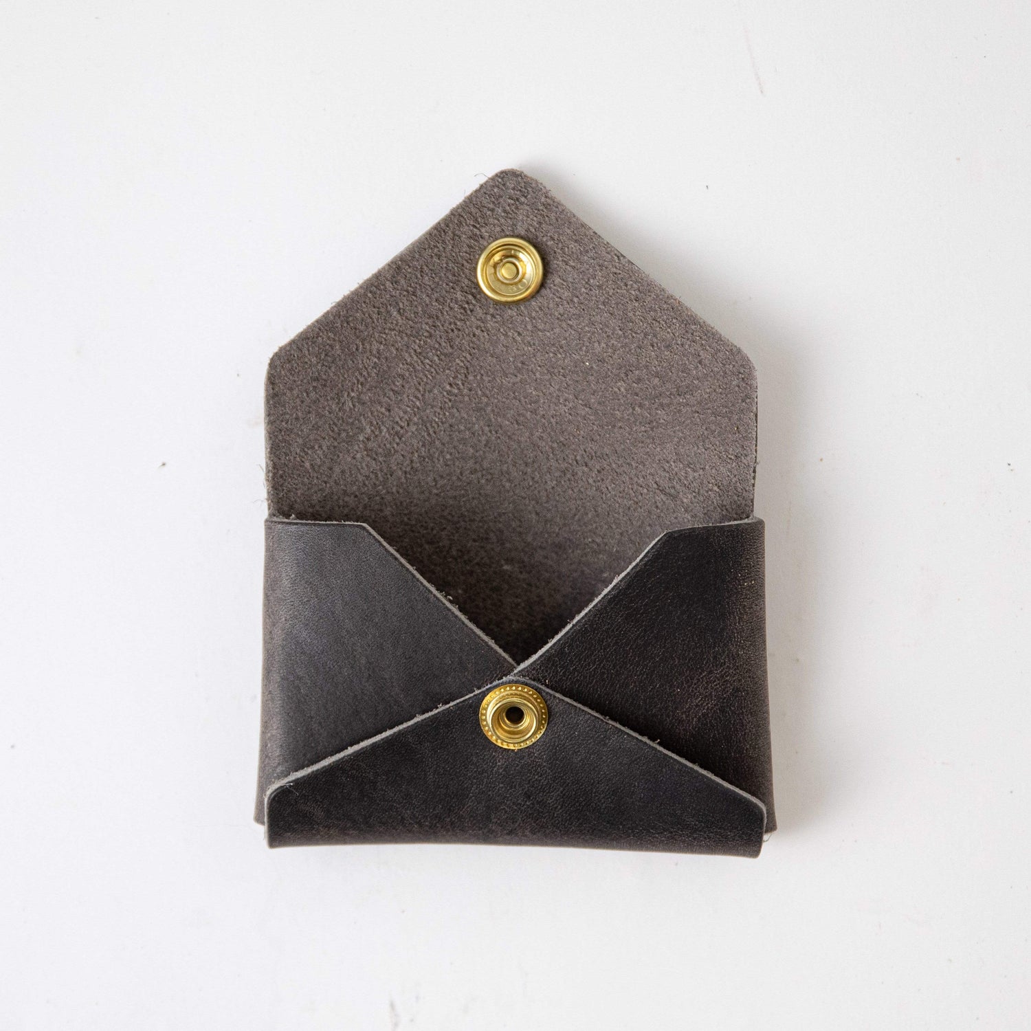 Storm Grey Card Envelope- card holder wallet - leather wallet made in America at KMM & Co.