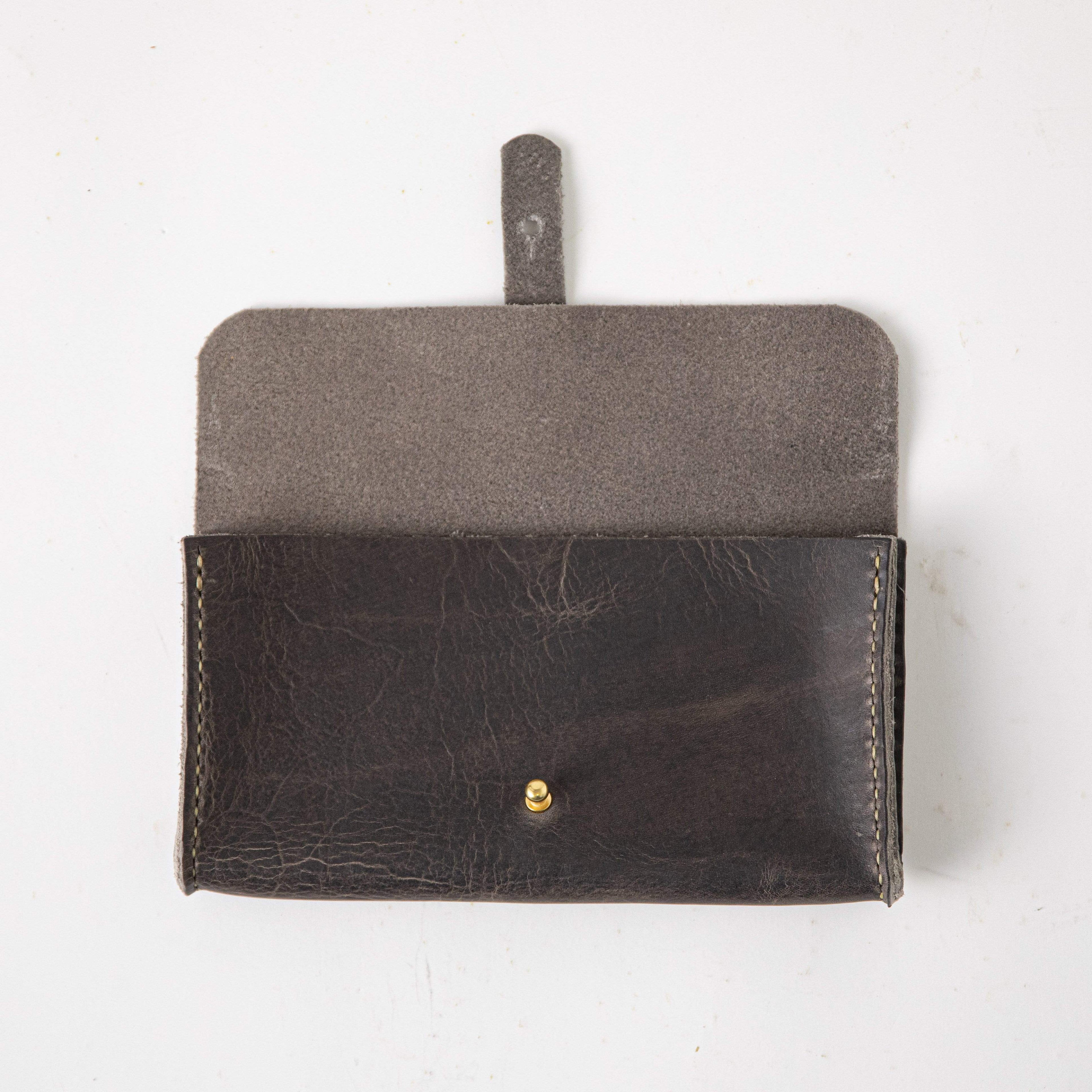 Storm Grey Clutch Wallet- leather clutch bag - leather handmade bags - KMM & Co.