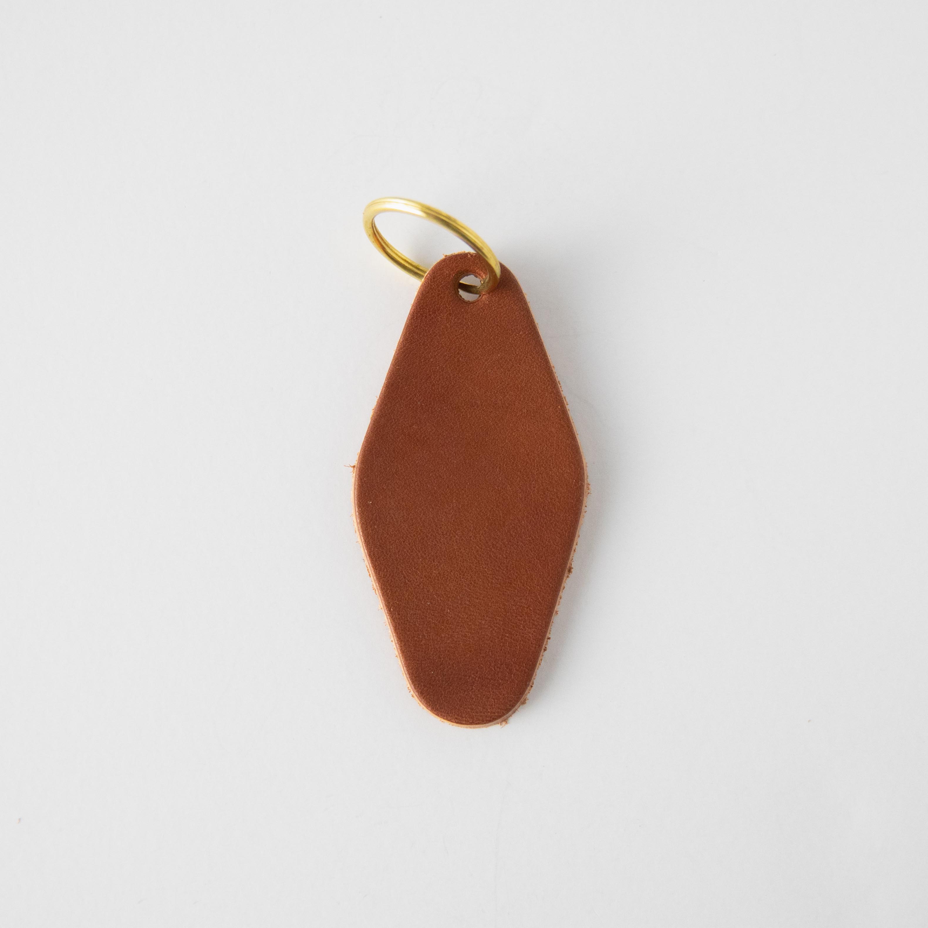 Tan Hotel Key Fob- leather keychain - leather key holder - leather key fob - KMM & Co.