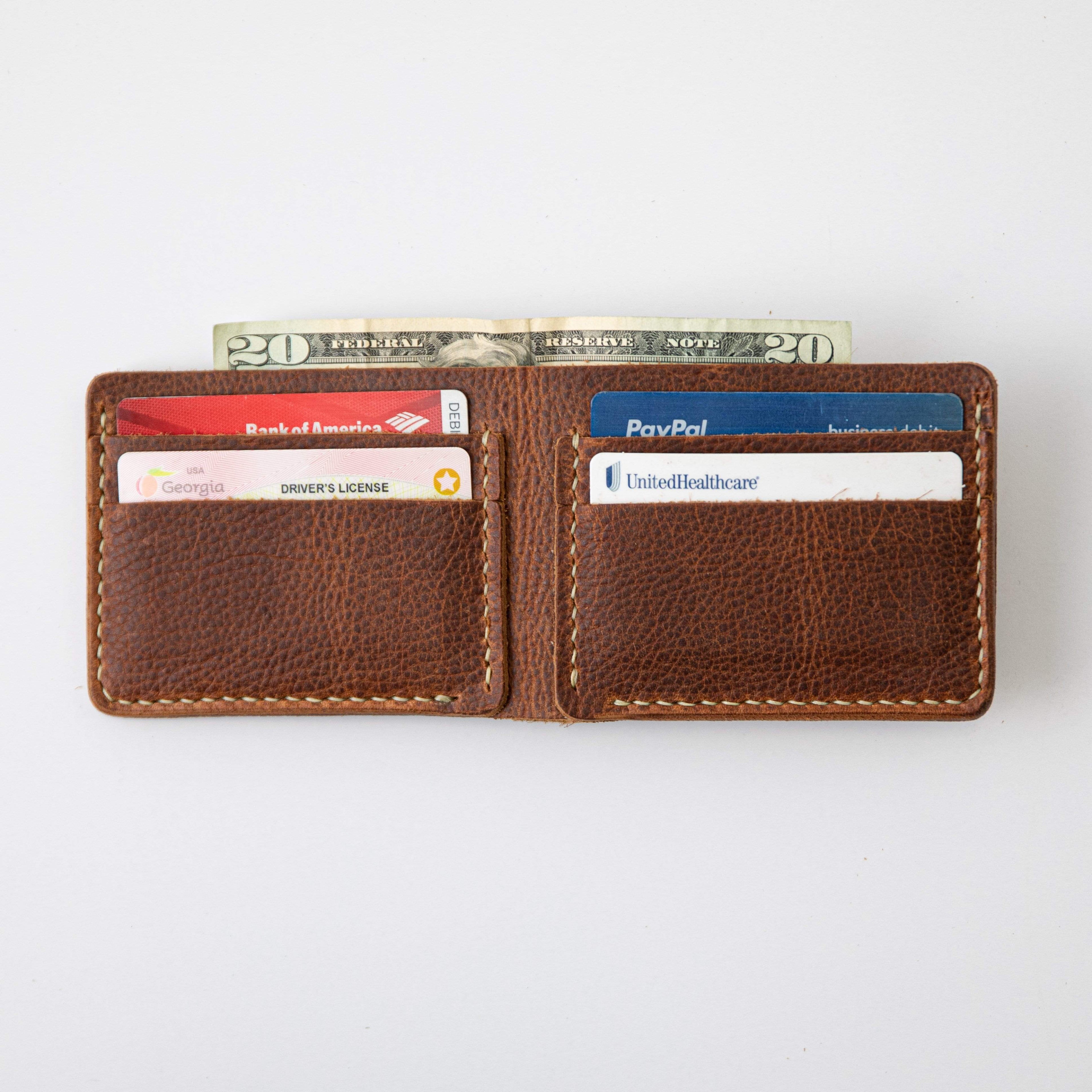 Tan Kodiak Billfold- leather billfold wallet - mens leather bifold wallet - KMM & Co.