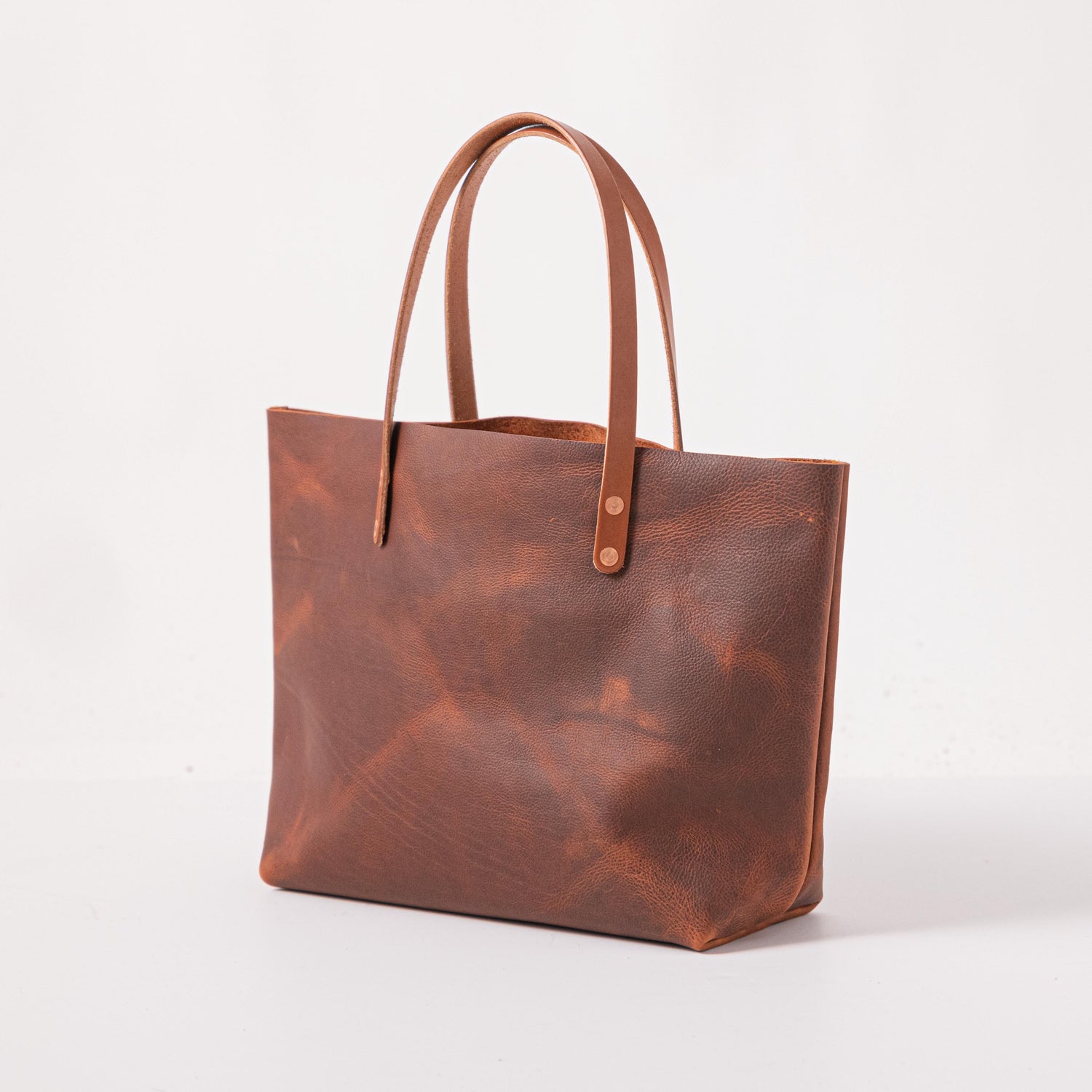 Tan Kodiak East West Tote- tan leather bag handmade in America