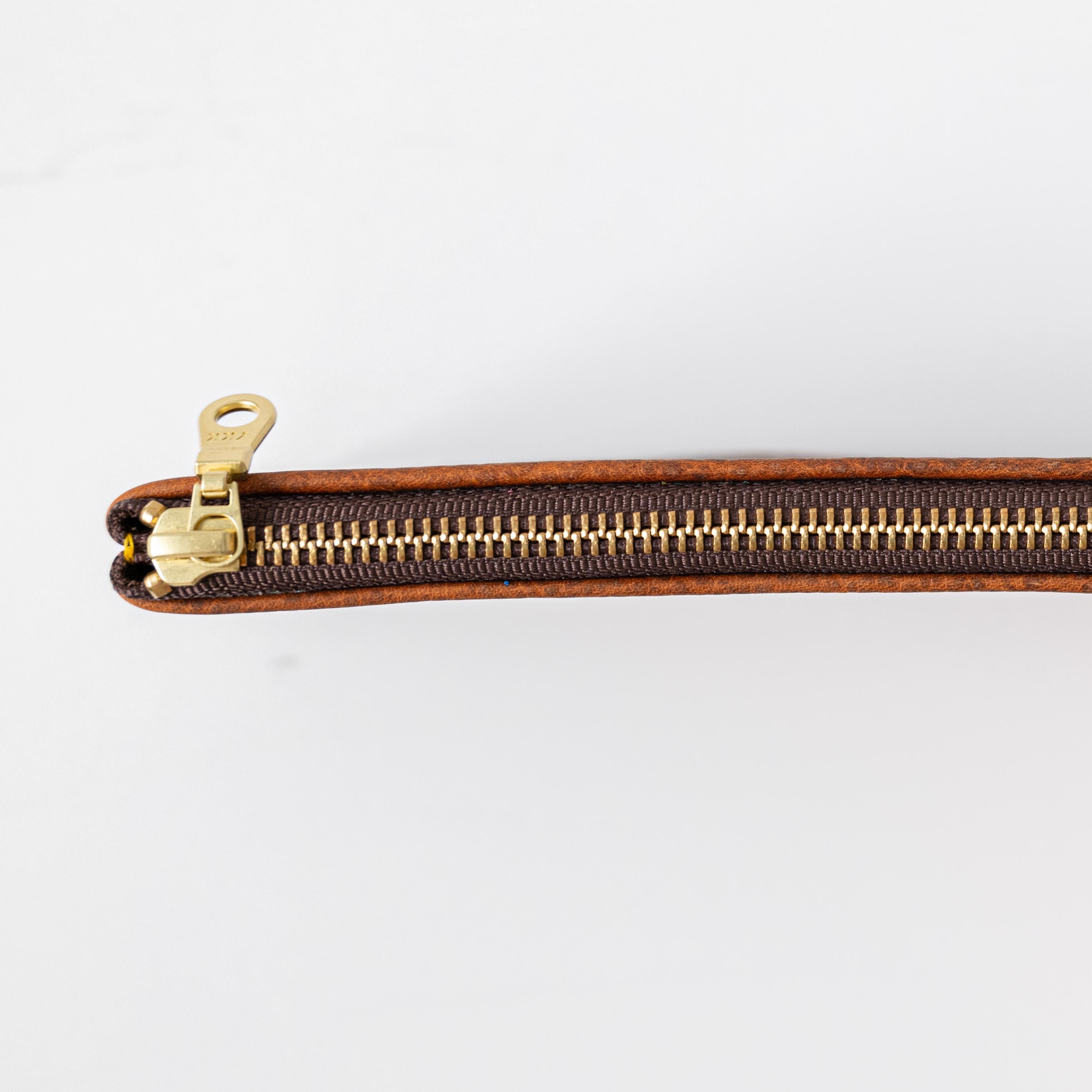 Tan Kodiak Medium Zip Pouch- leather zipper pouch - KMM & Co.