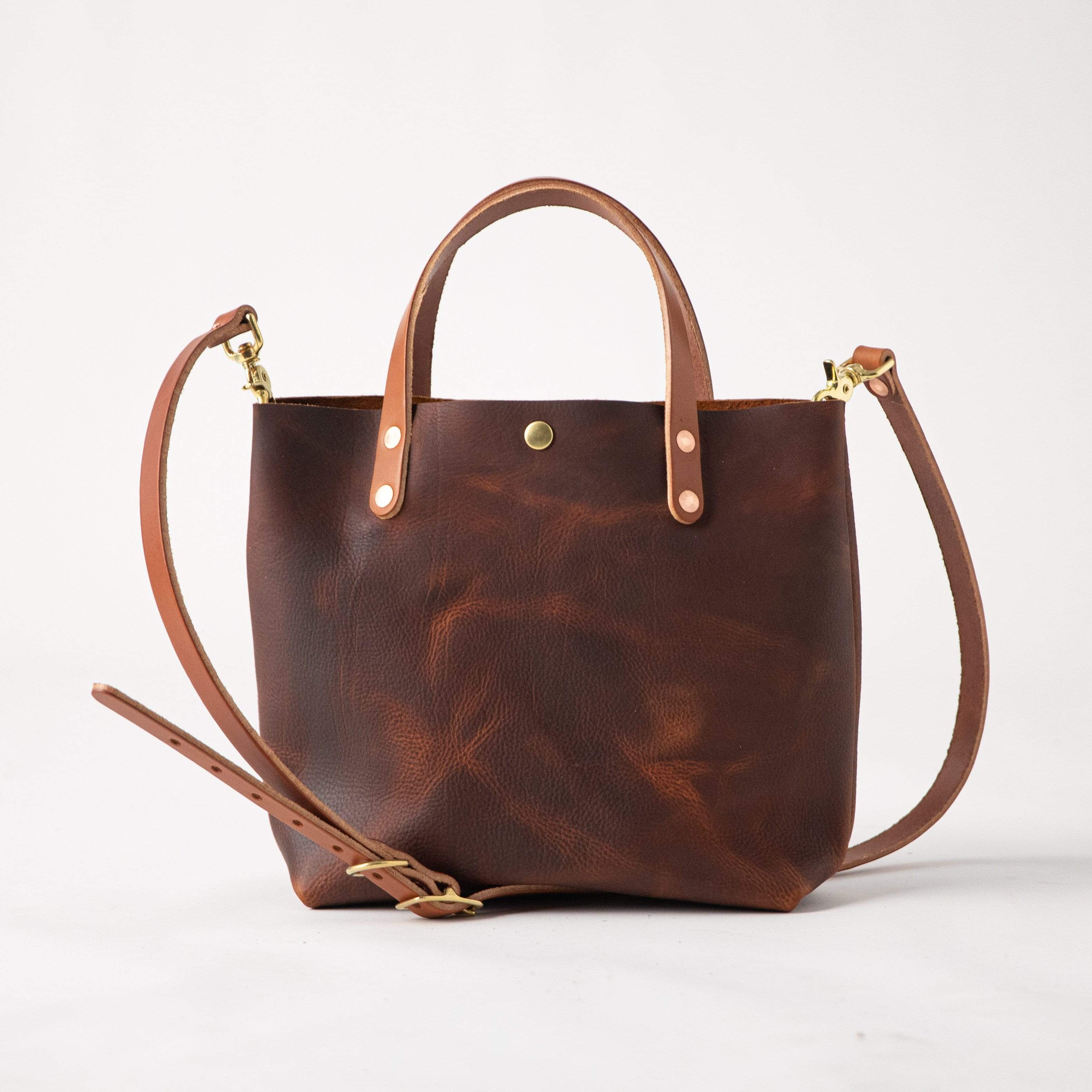 Tan Brown Leather Tote Bag