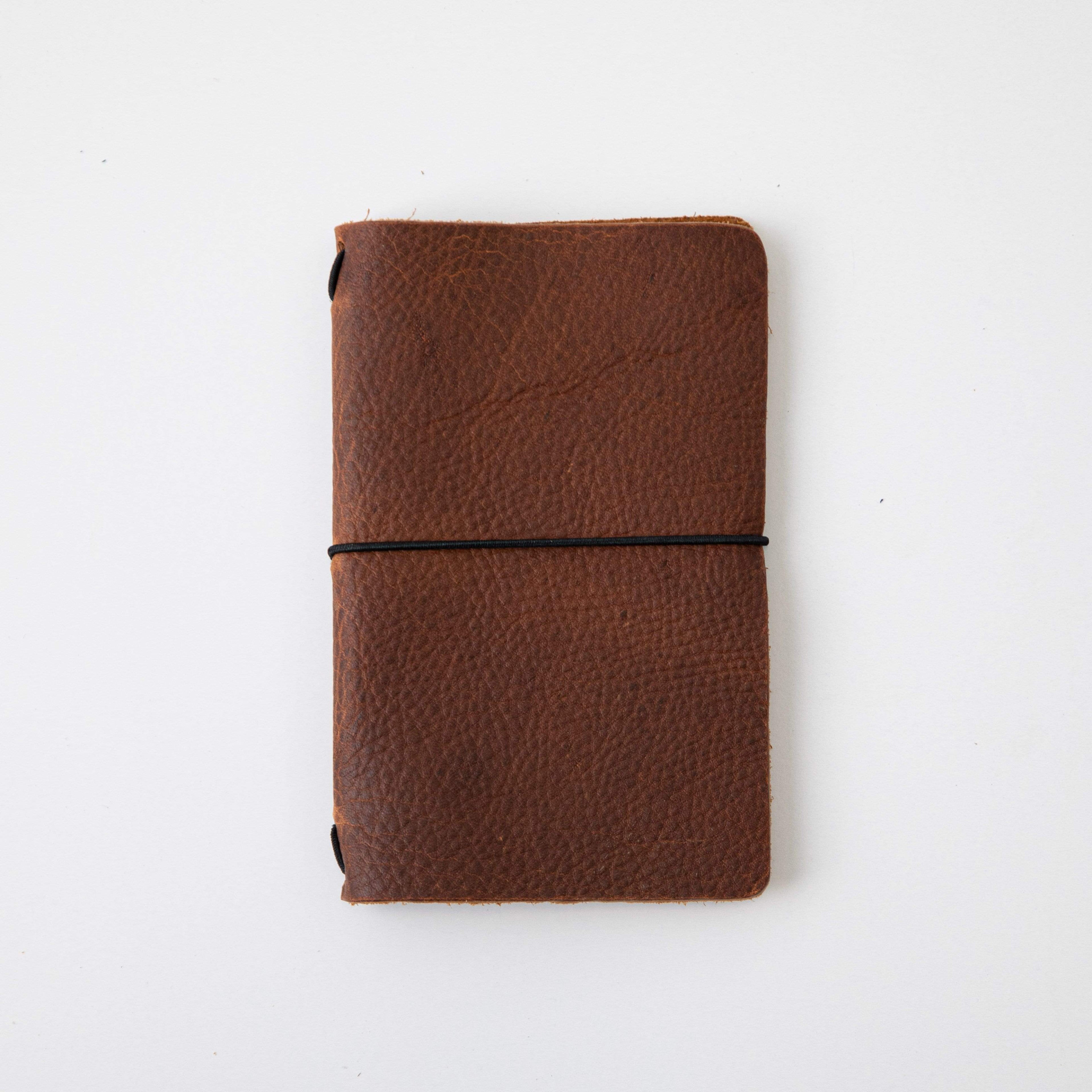 Tan Kodiak Travel Notebook- leather journal - leather notebook - KMM & Co.