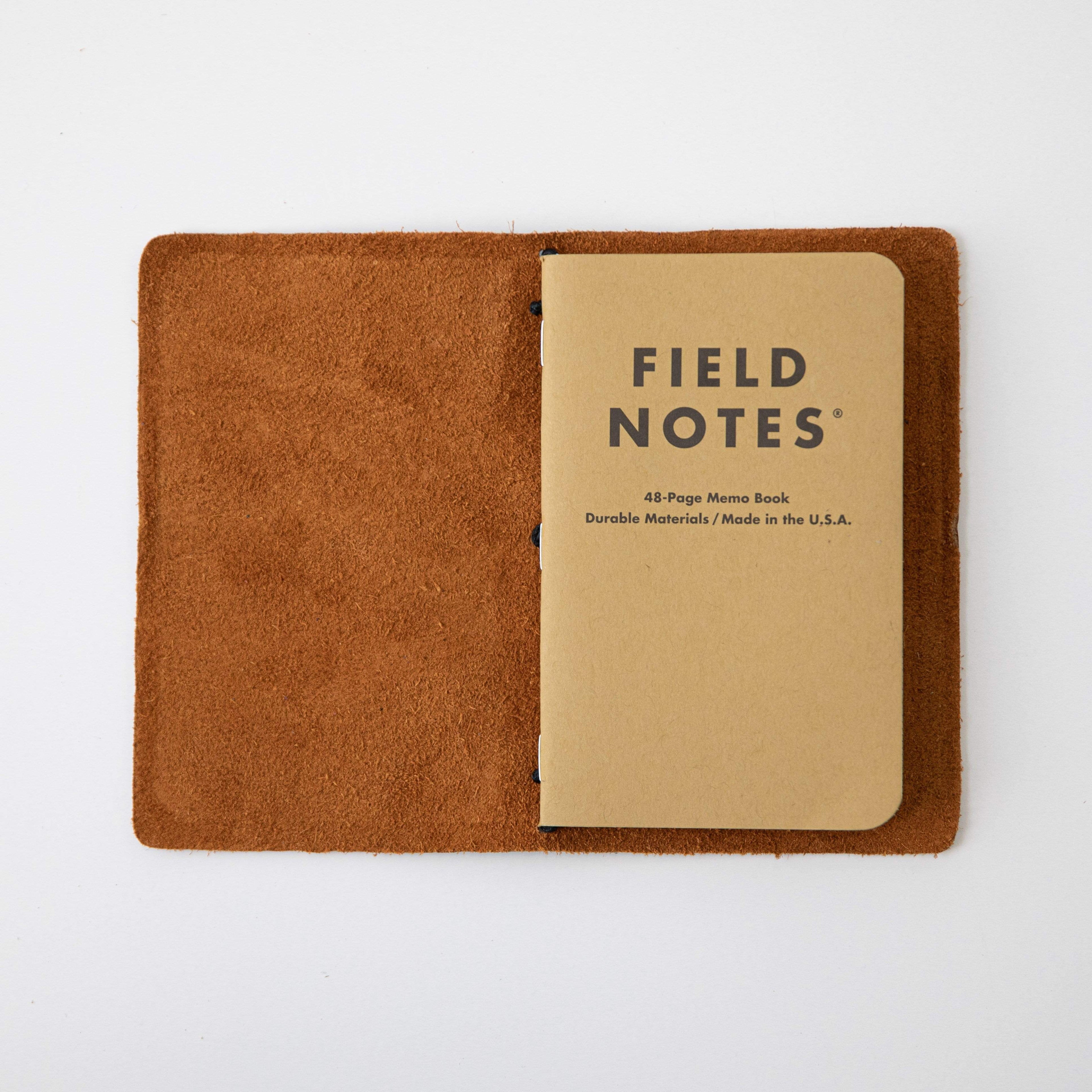 Tan Kodiak Travel Notebook- leather journal - leather notebook - KMM & Co.
