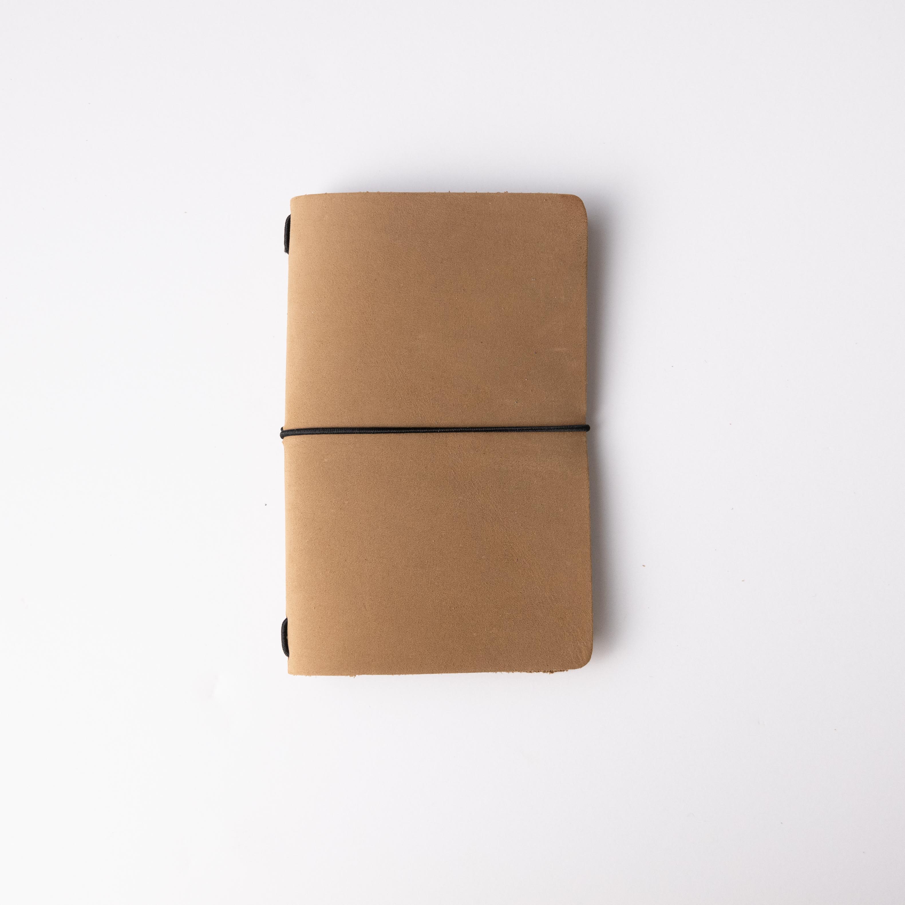Tan Suede Travel Notebook- leather journal - leather notebook - KMM & Co.