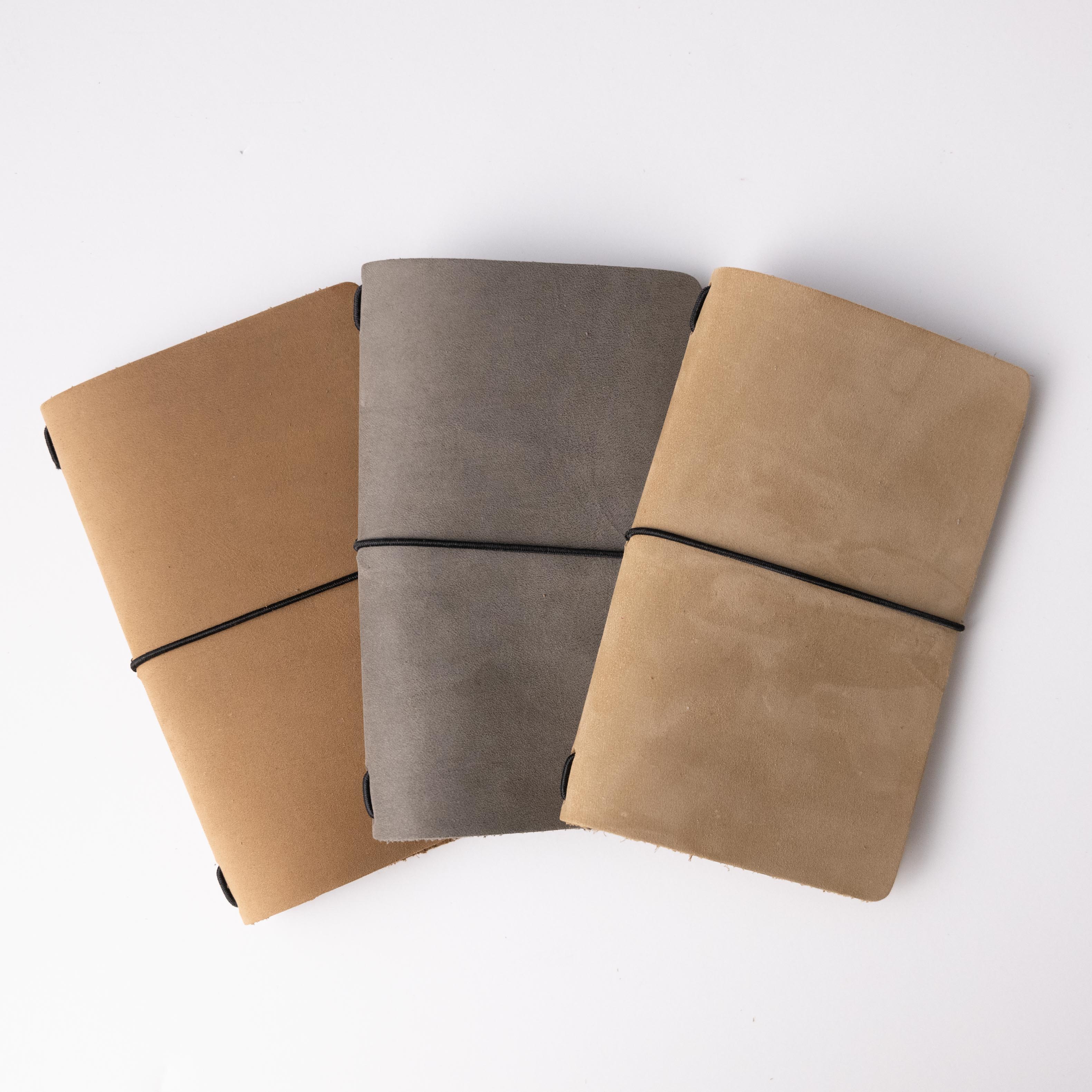 Tan Suede Travel Notebook- leather journal - leather notebook - KMM & Co.