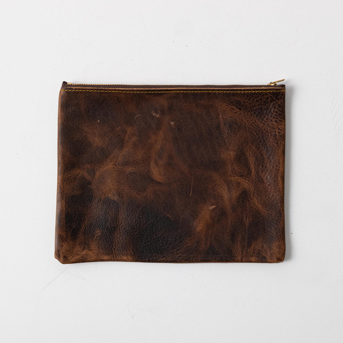 Tortoiseshell Medium Zip Pouch- leather zipper pouch - KMM & Co.
