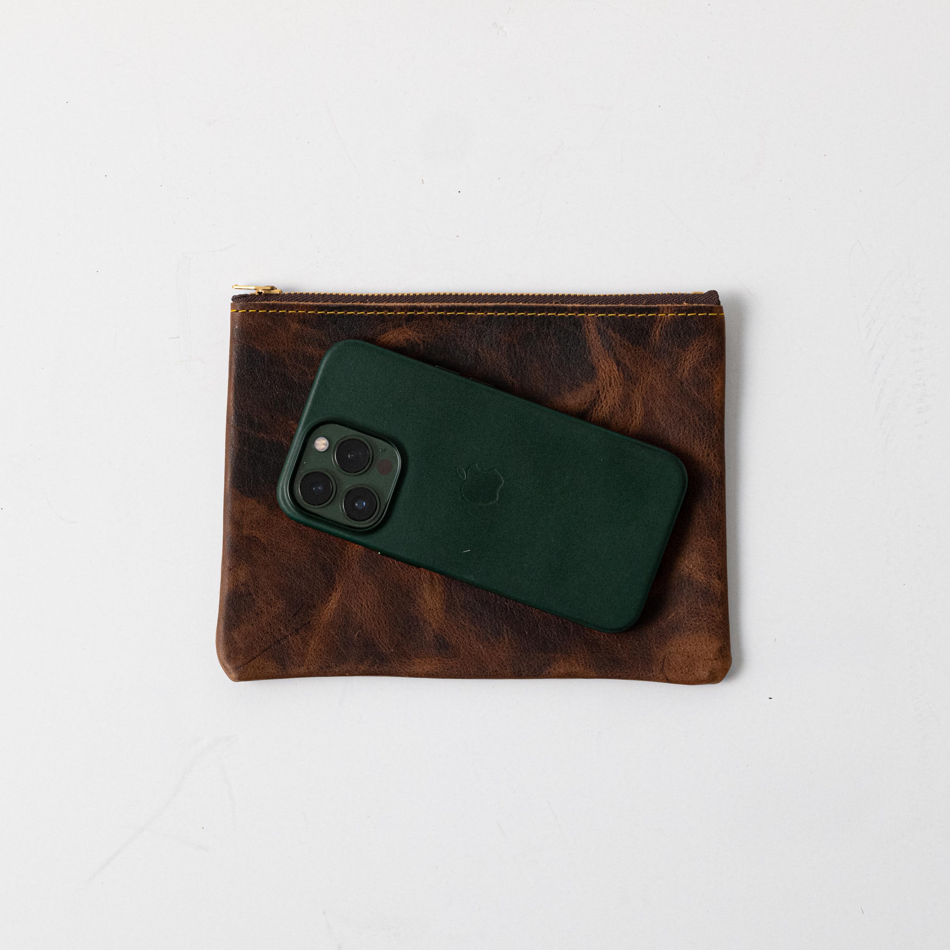 Tortoiseshell Small Zip Pouch- small zipper pouch - leather zipper pouch - KMM & Co.