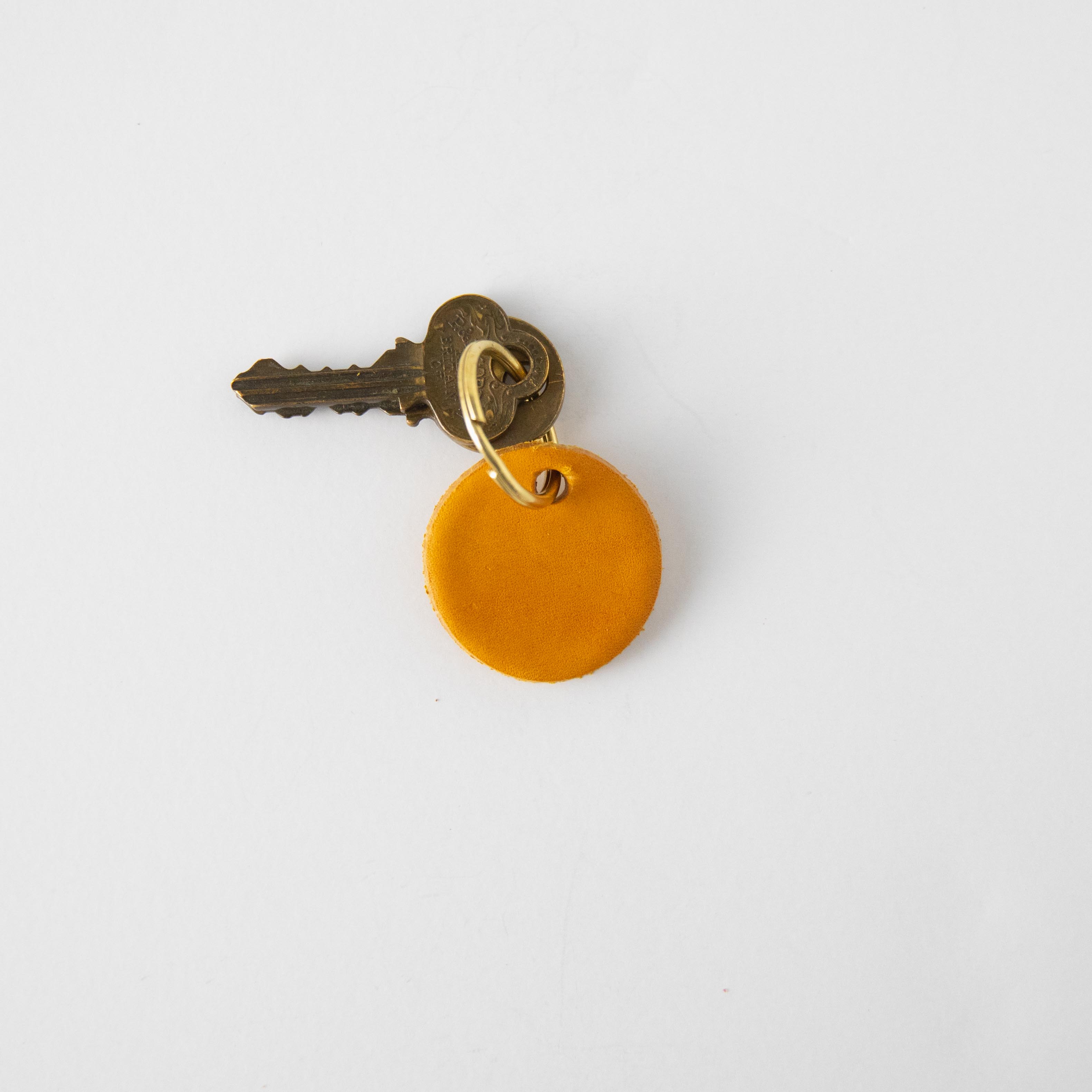 Letter H keychain in orange and pink leather