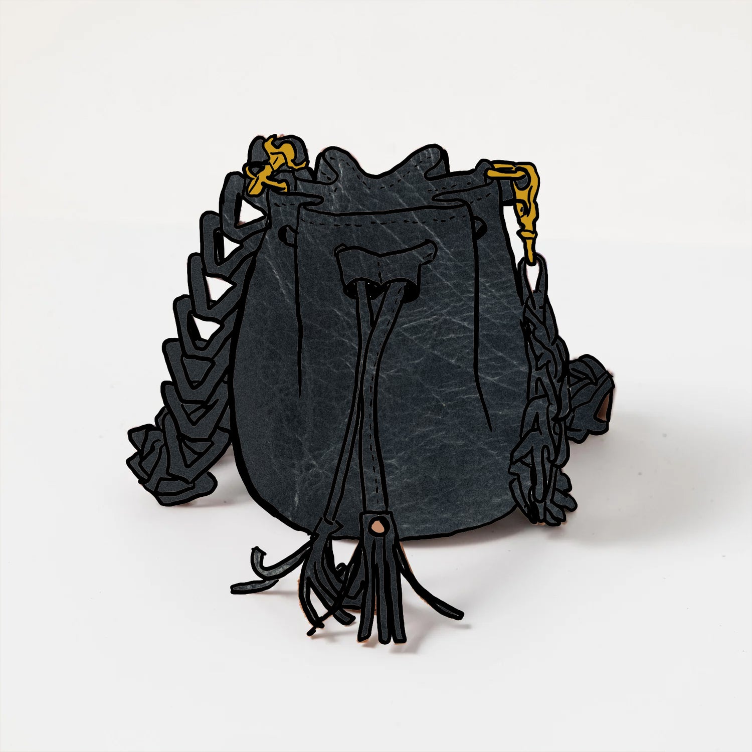 Black Navajo Bison Mini Bucket Bag