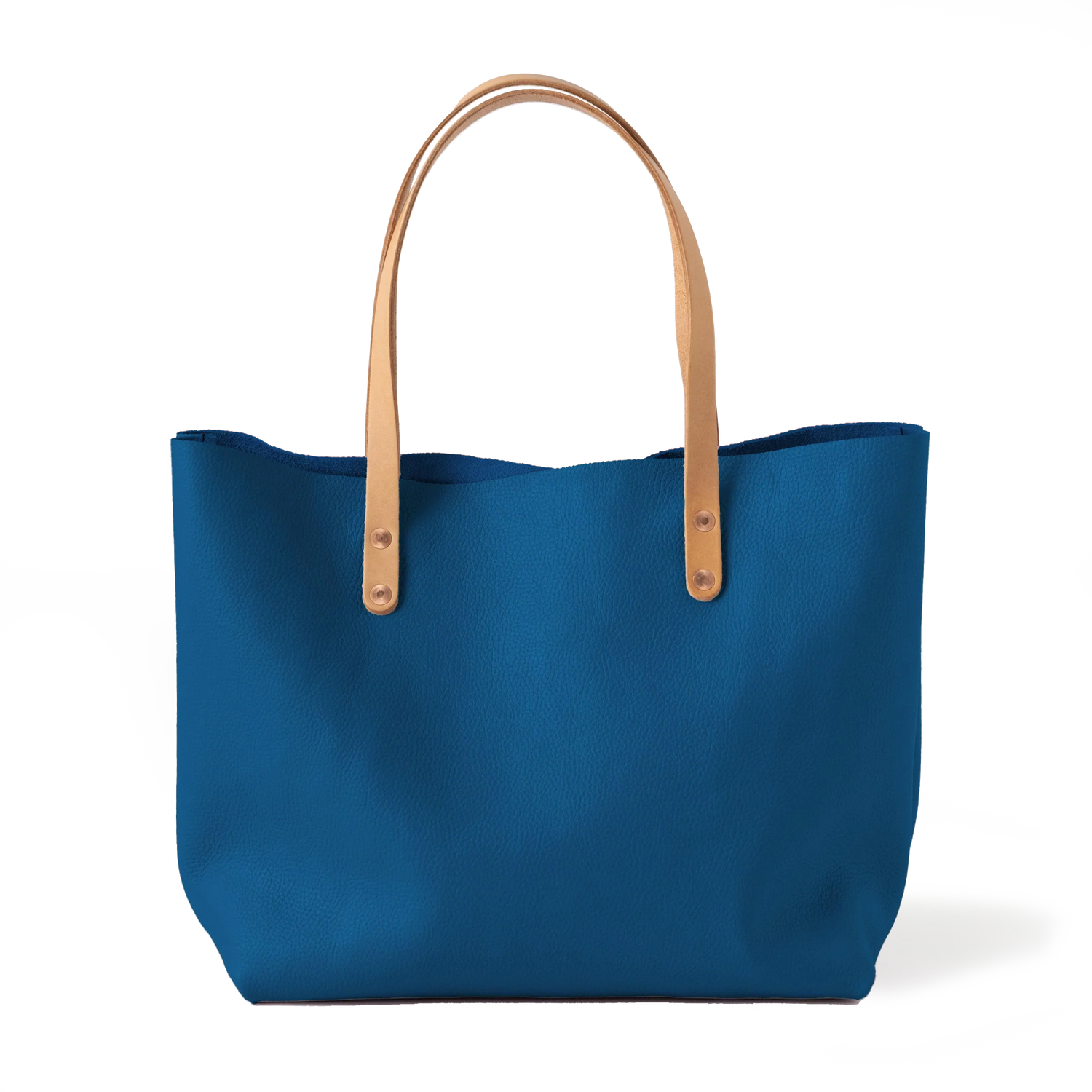 Blue Italian Pebbled East West Tote