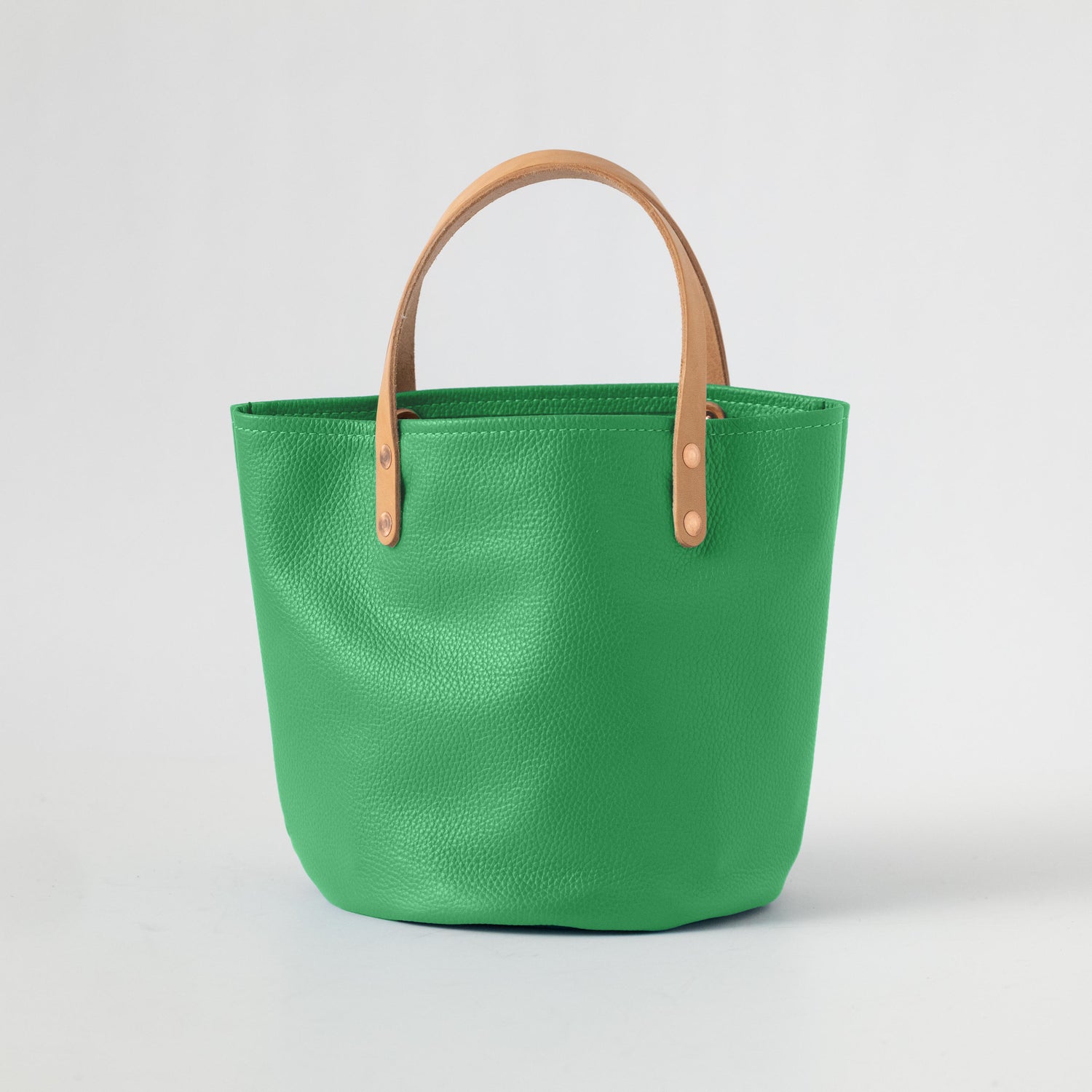 Bright Green Italian Pebbled Bucket Tote