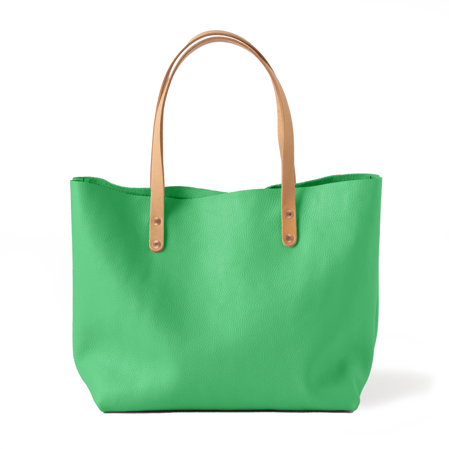Bright Green Italian Pebbled East West Tote