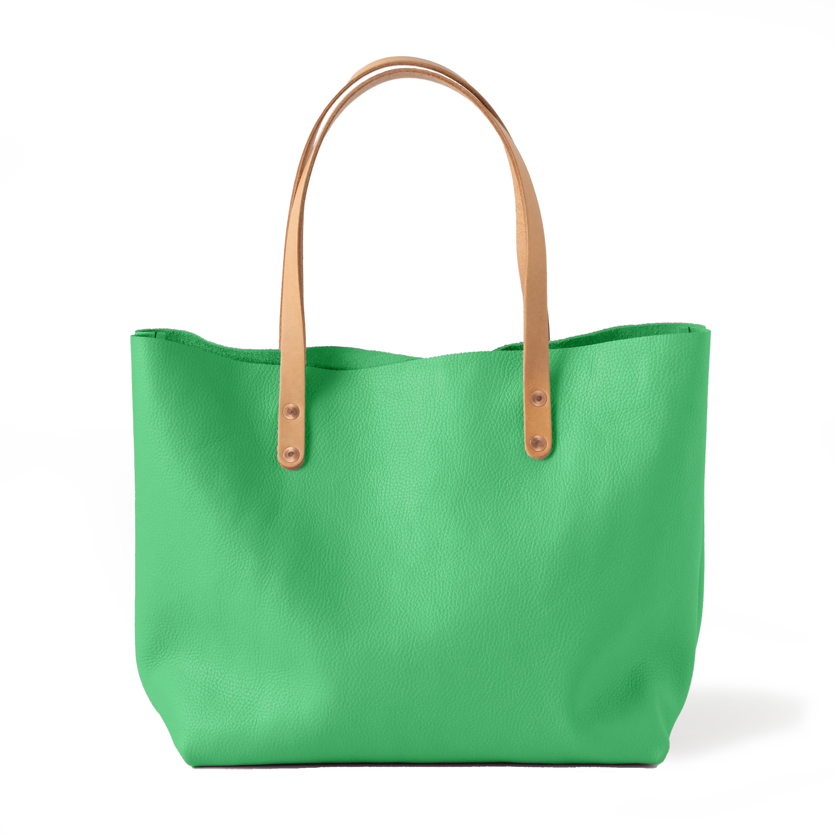 Bright Green Italian Pebbled East West Tote