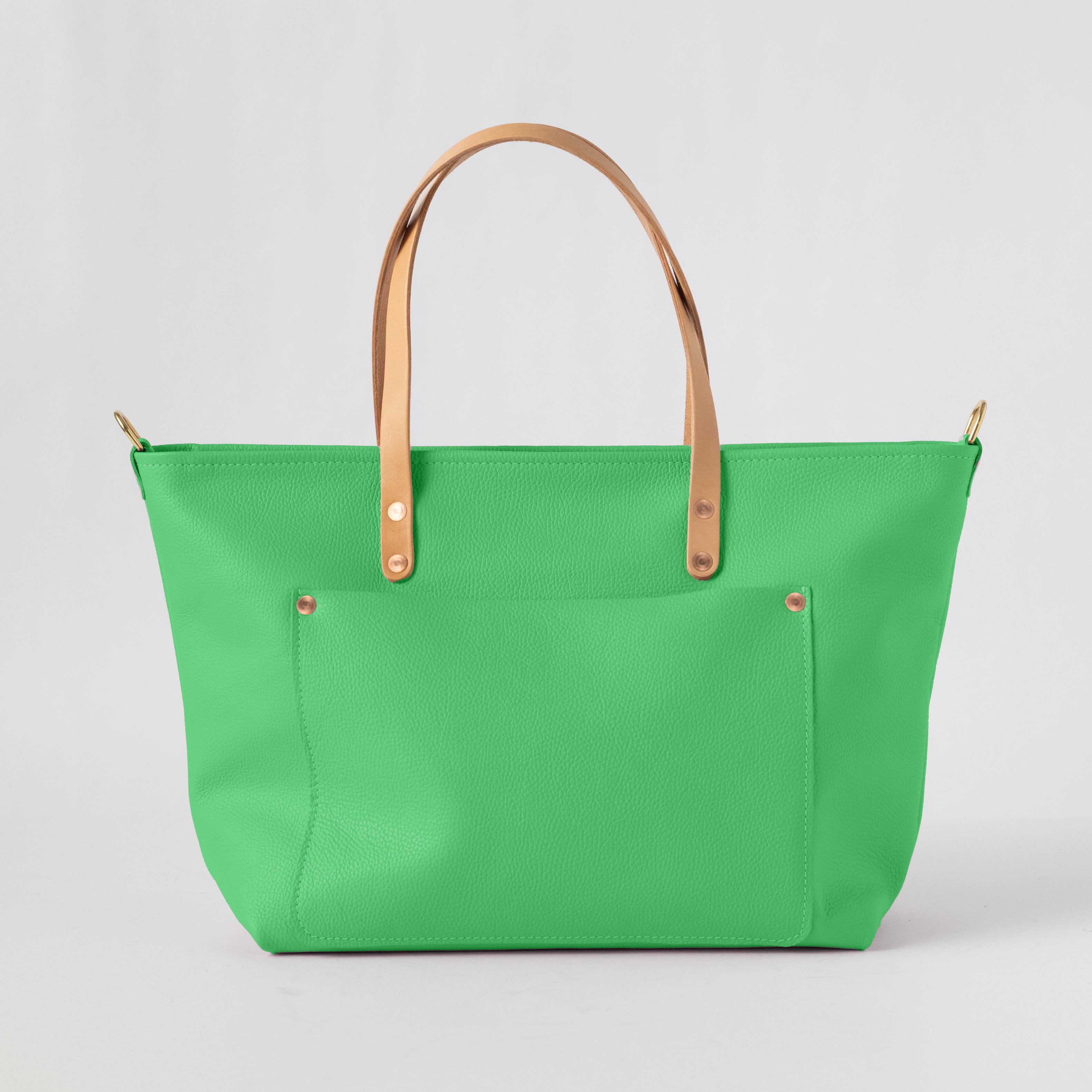 Bright Green Italian Pebbled Market Tote