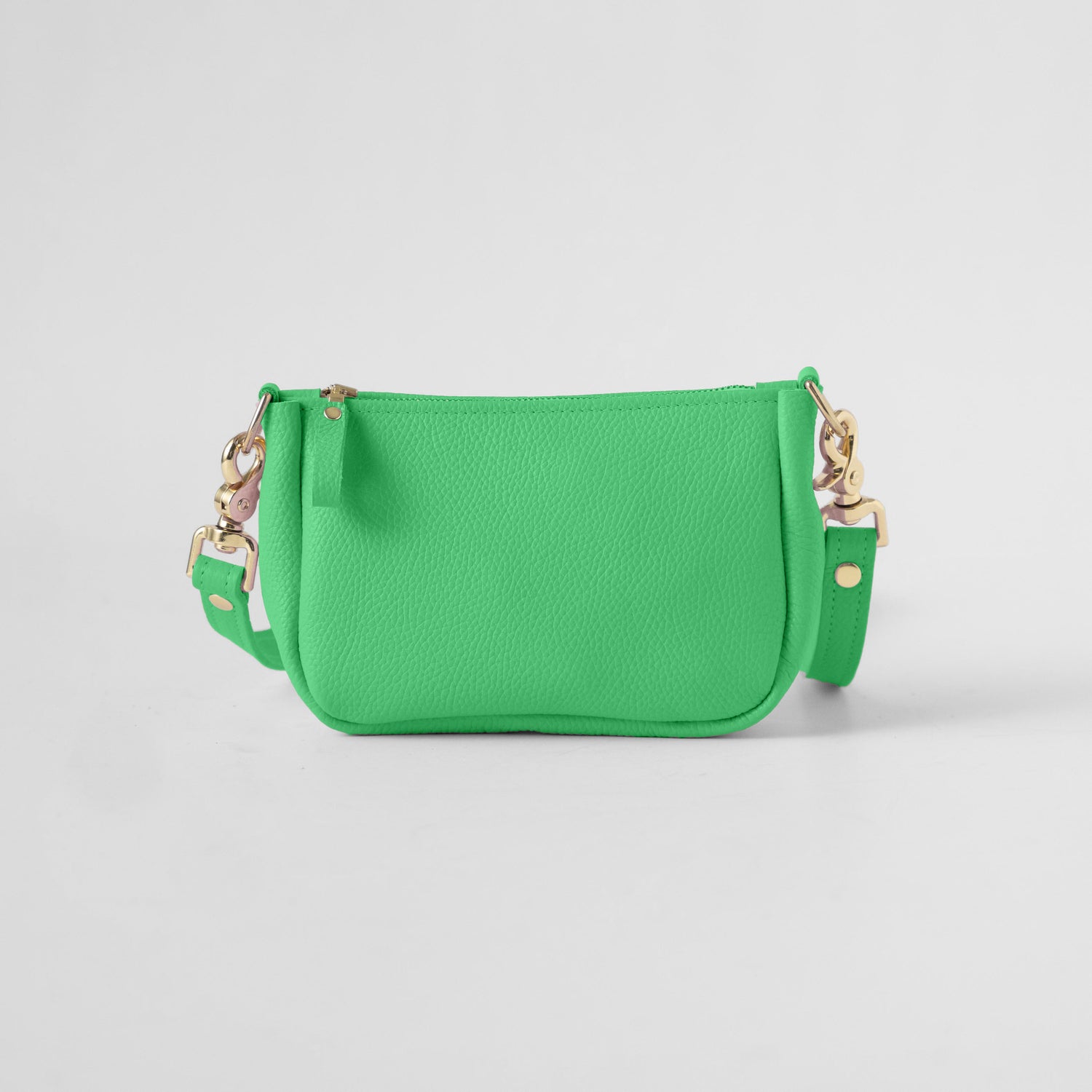 Bright Green Italian Pebbled Mini Crossbody Bag