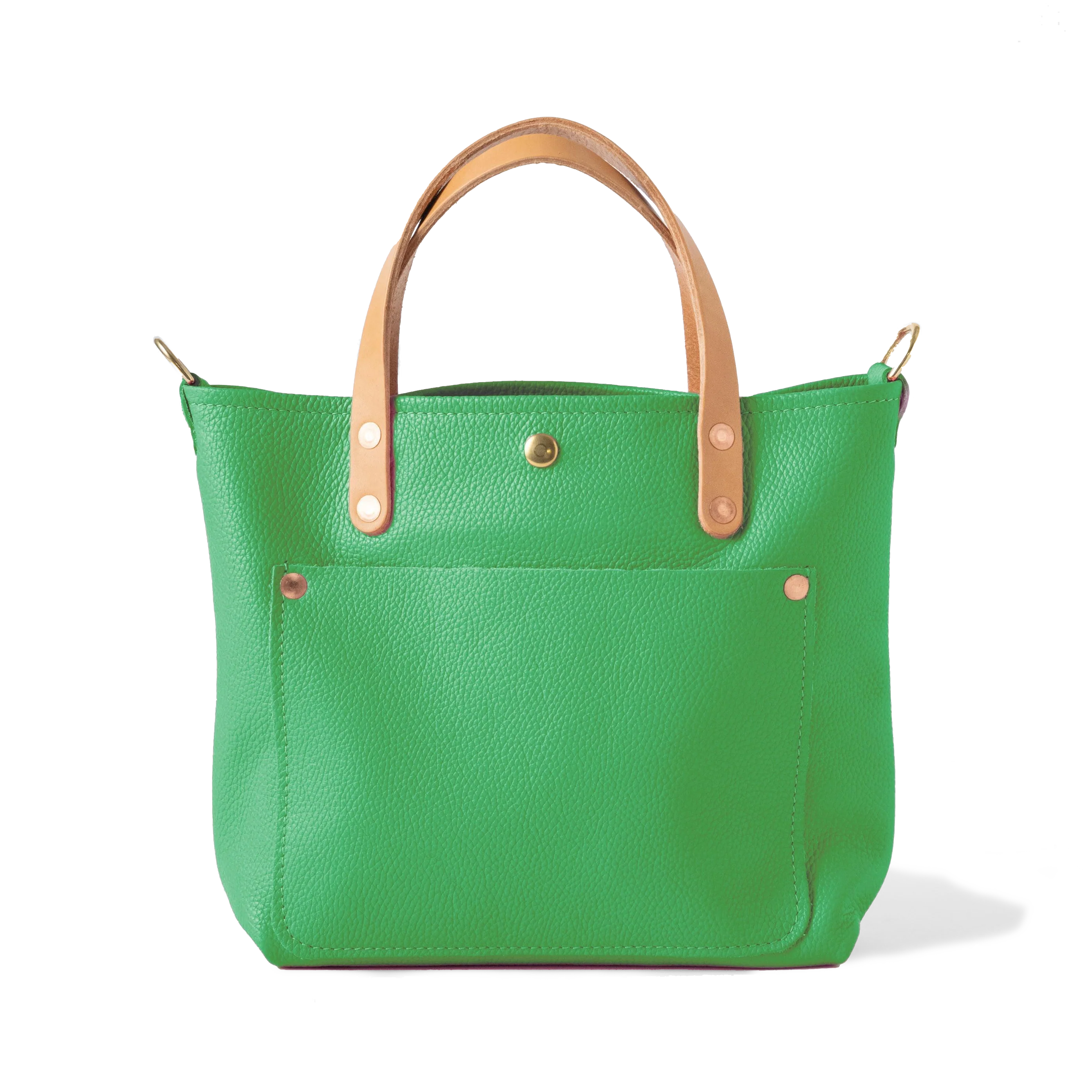 Bright Green Italian Pebbled Mini Travel Tote
