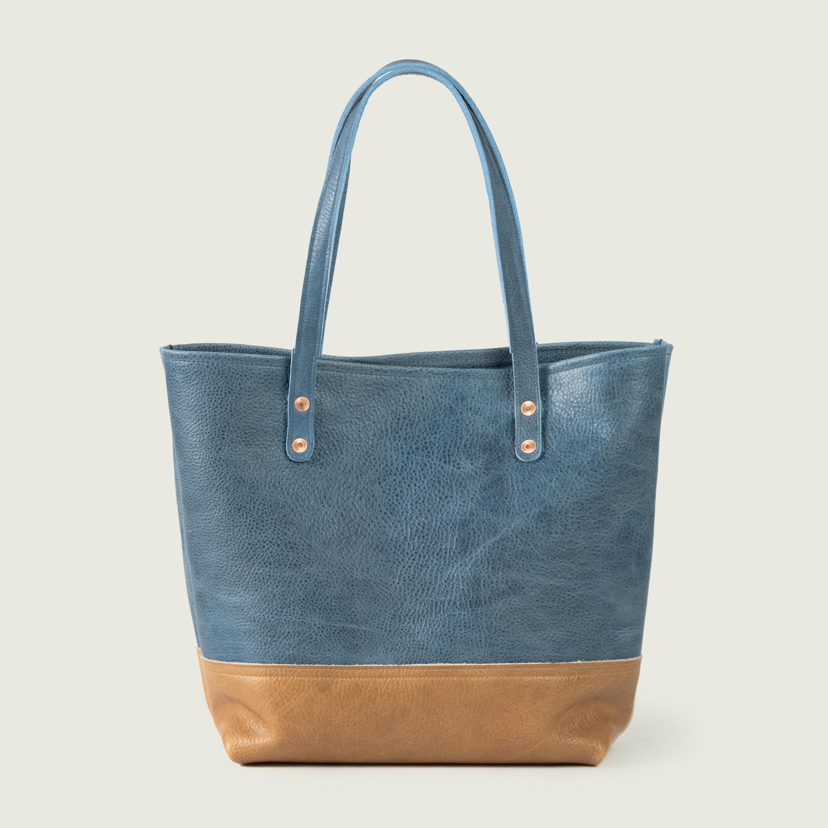 French Blue & Sand Bulldog Panel Tote