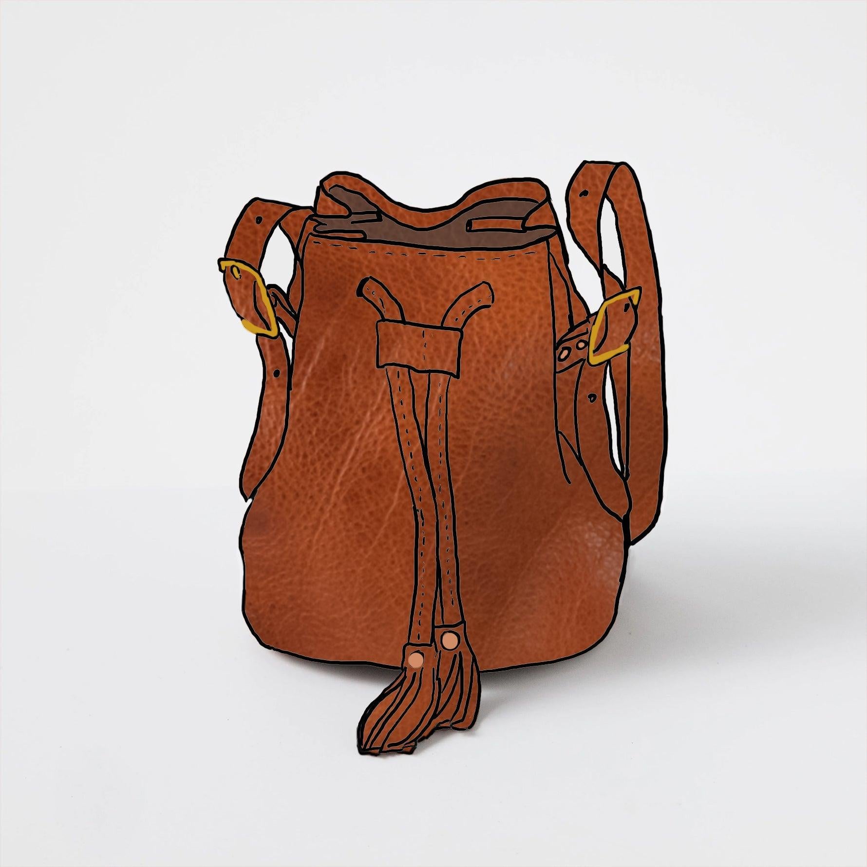 Honey Navajo Bison Bucket Bag