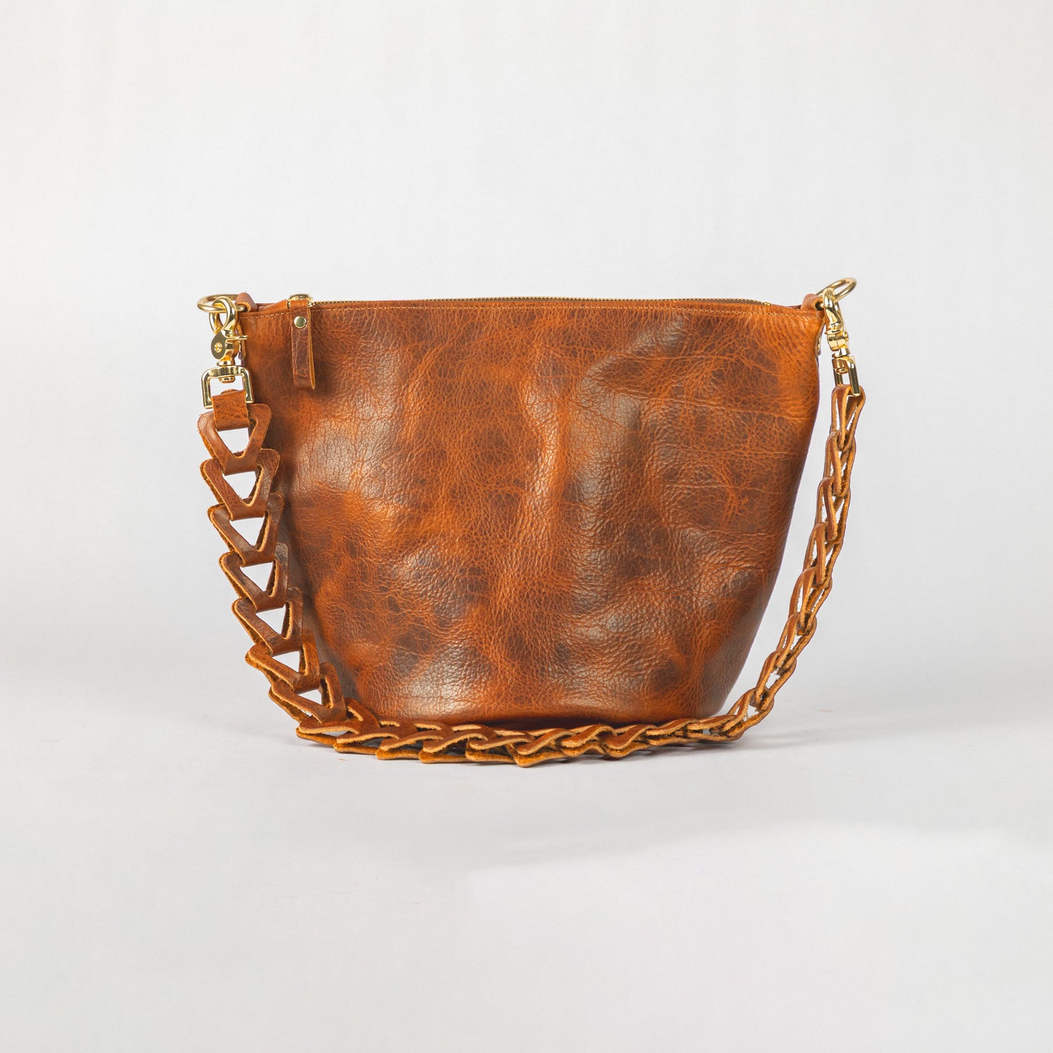 Honey Navajo Bison Mini Zip-Top Bucket Bag