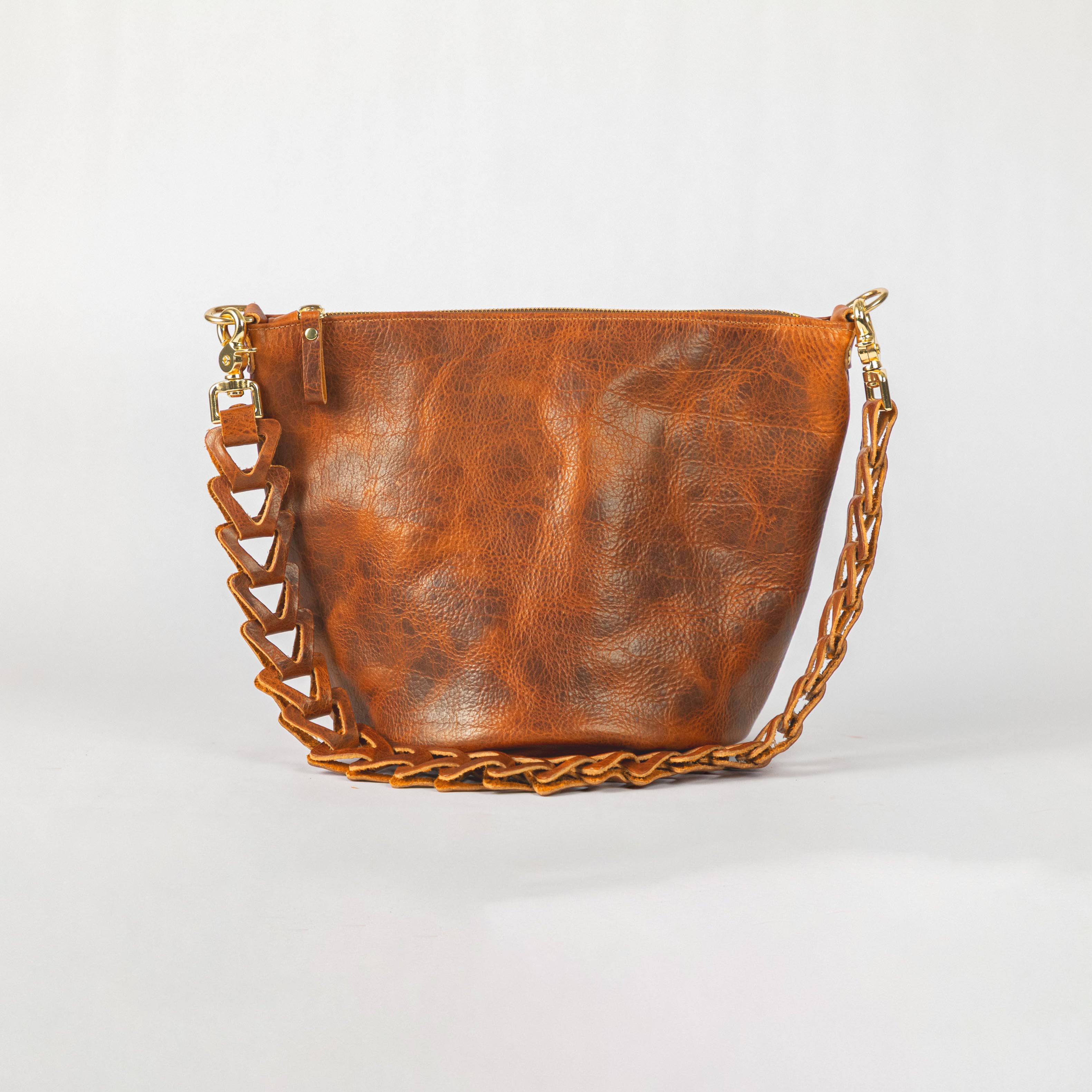 Honey Navajo Bison Mini Zip-Top Bucket Bag