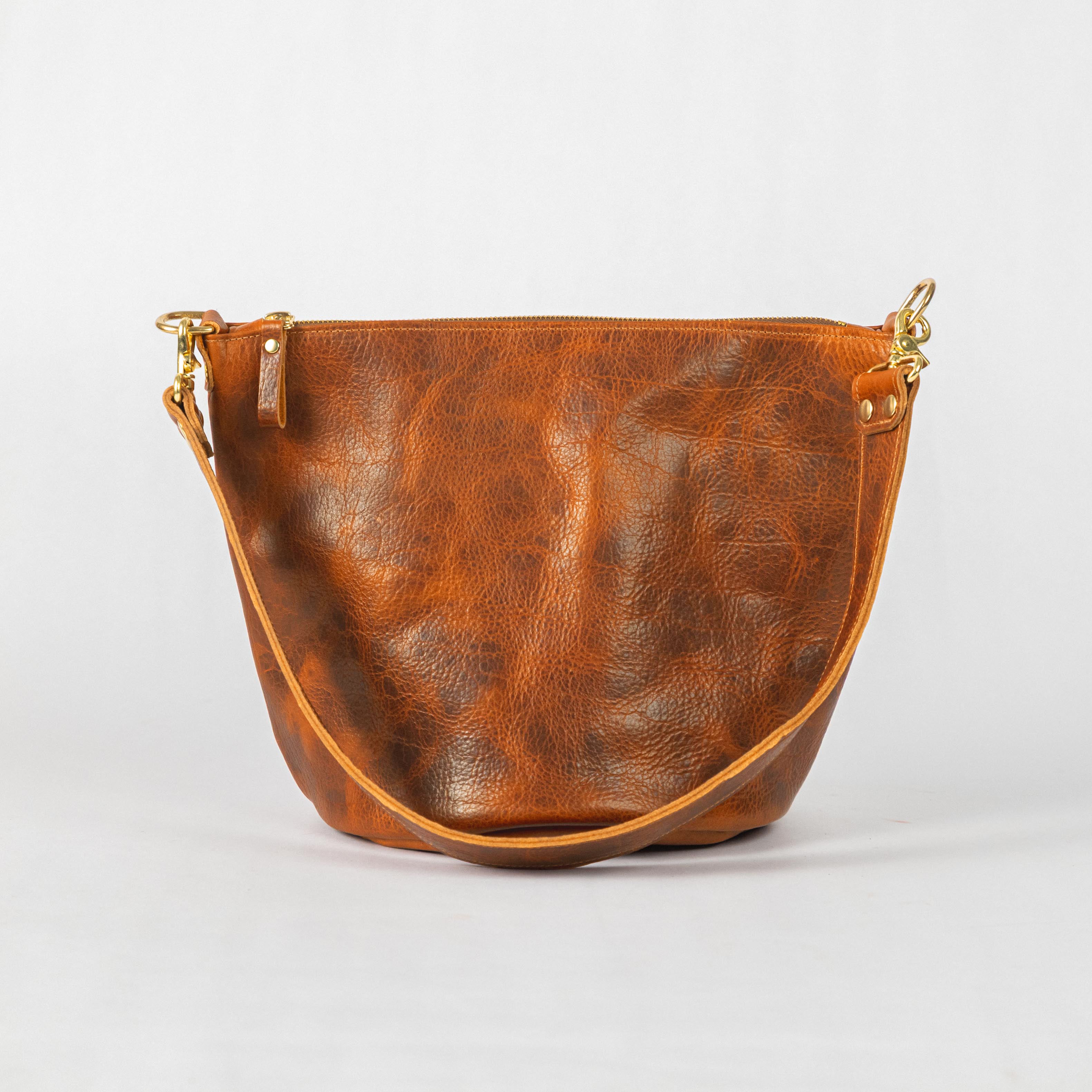 Honey Navajo Bison Zip-Top Bucket Bag