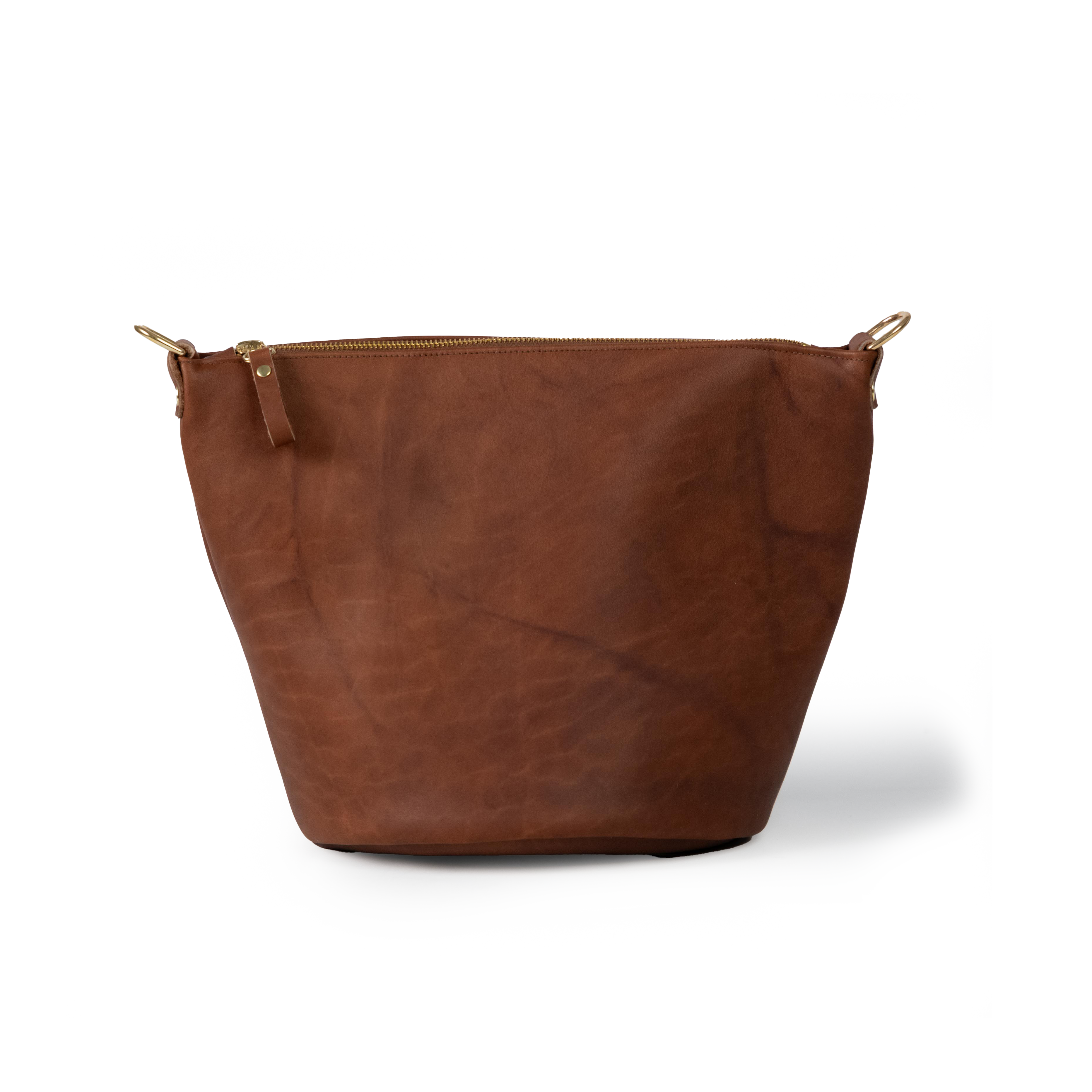 Tan Crunch Mini Zip-Top Bucket Bag