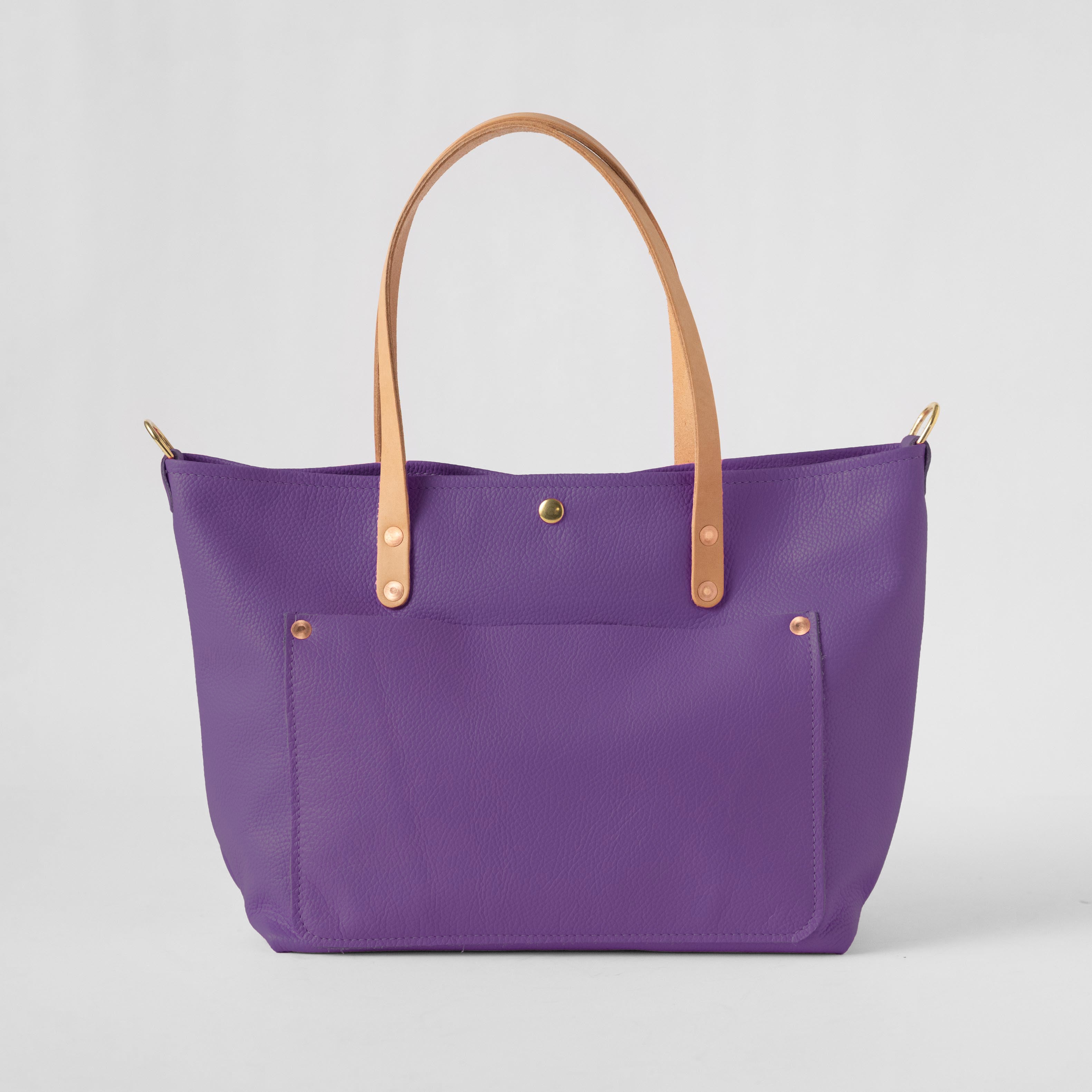 Purple Italian Pebbled East West Travel Tote