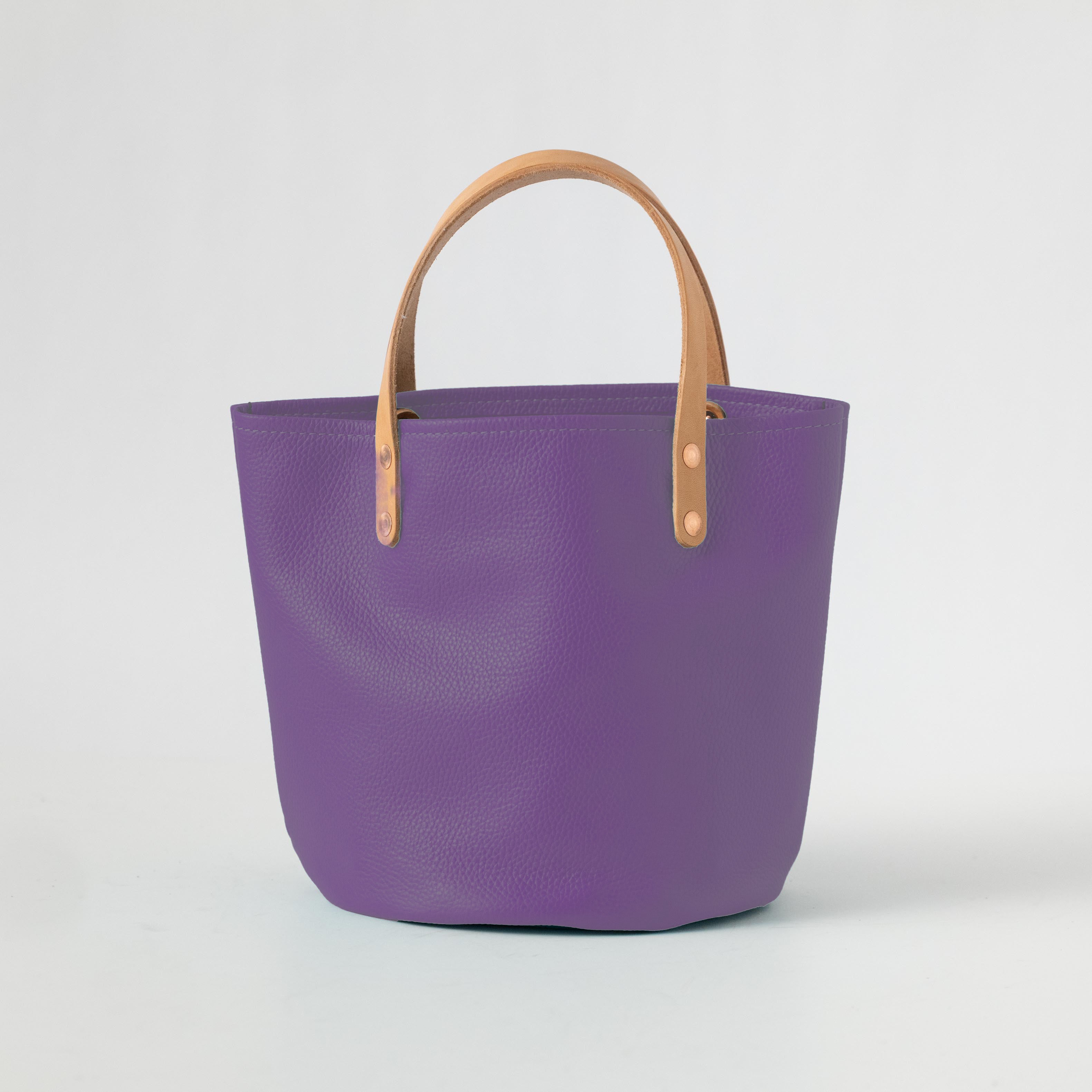 Purple Italian Pebbled Bucket Tote