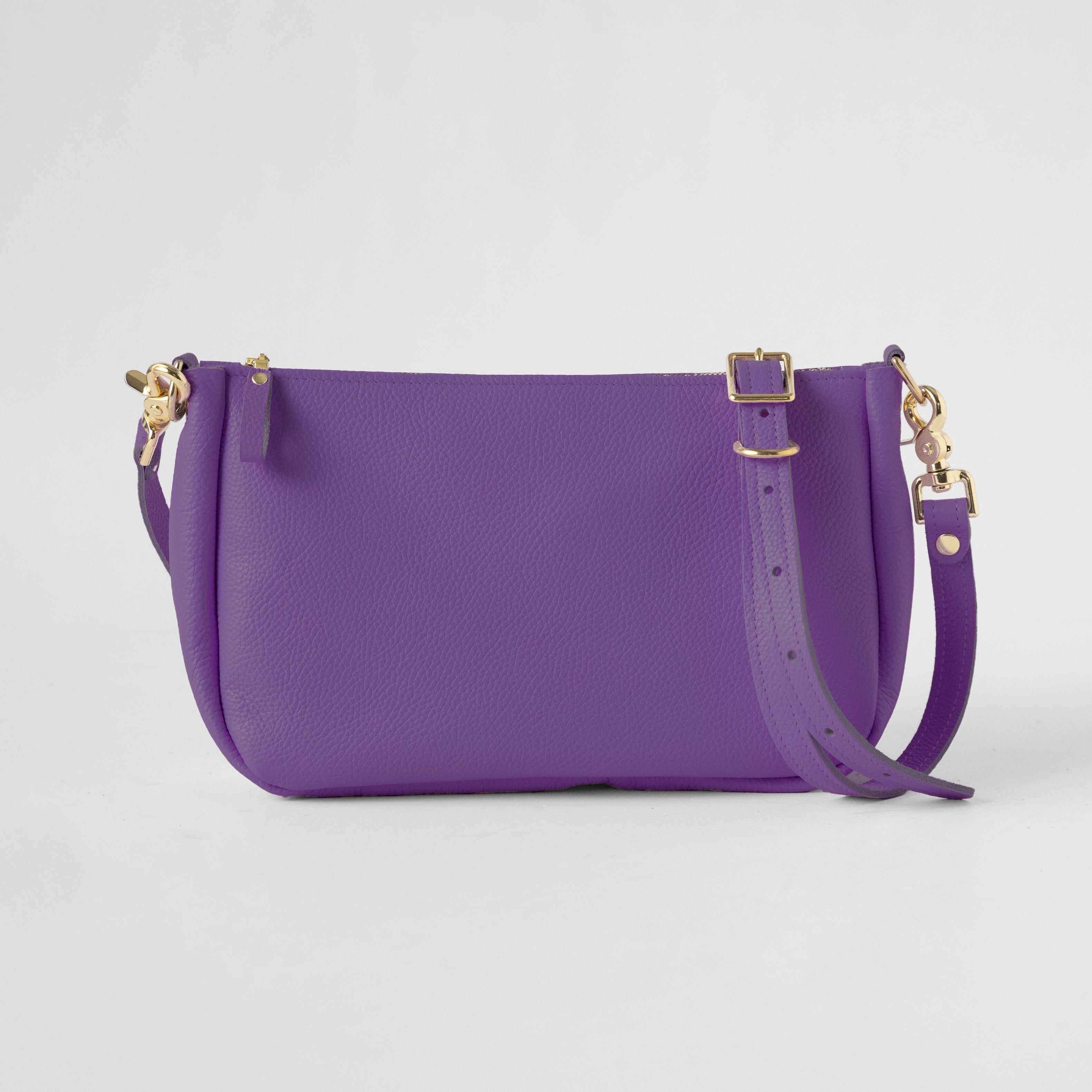 Purple Italian Pebbled Crossbody Bag