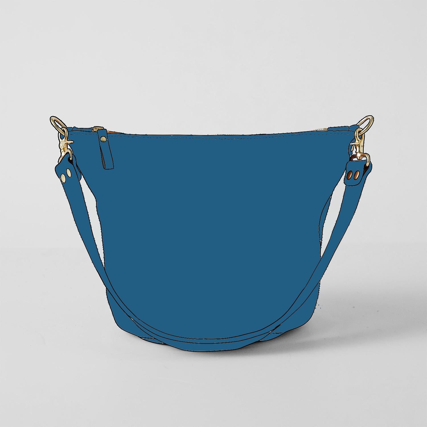 Leather Roulette Zip-Top Bucket Bag