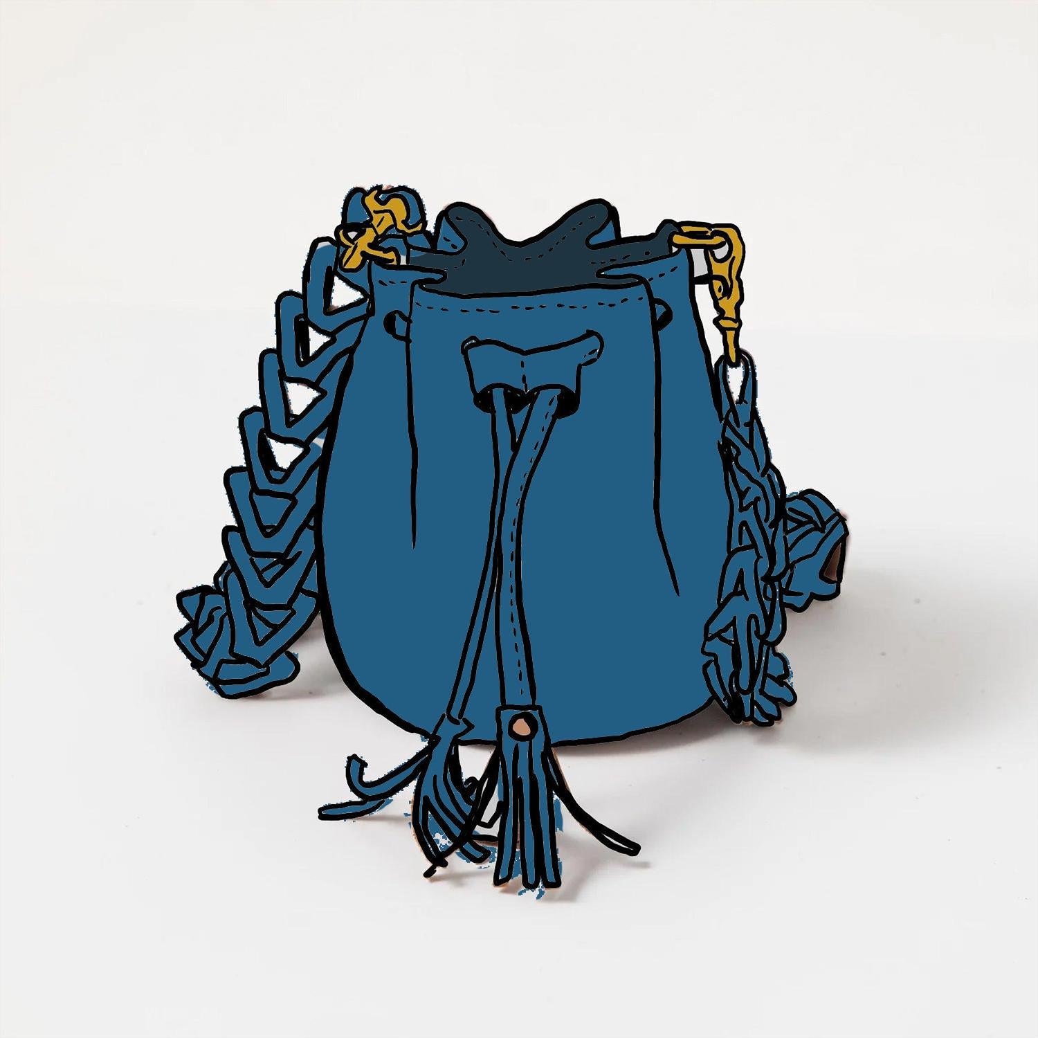 Leather Roulette Mini Bucket Bag