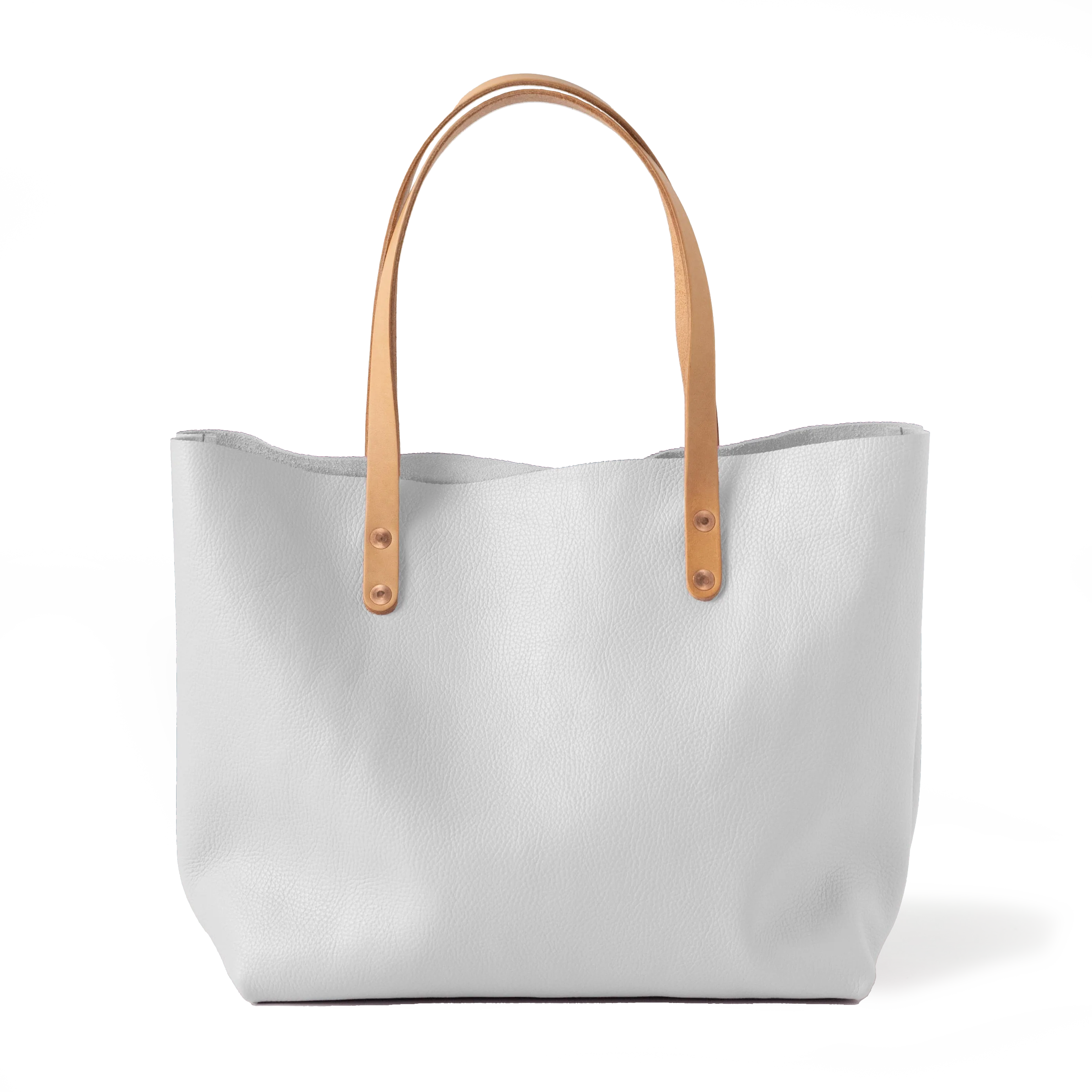 White Italian Pebbled East West Tote