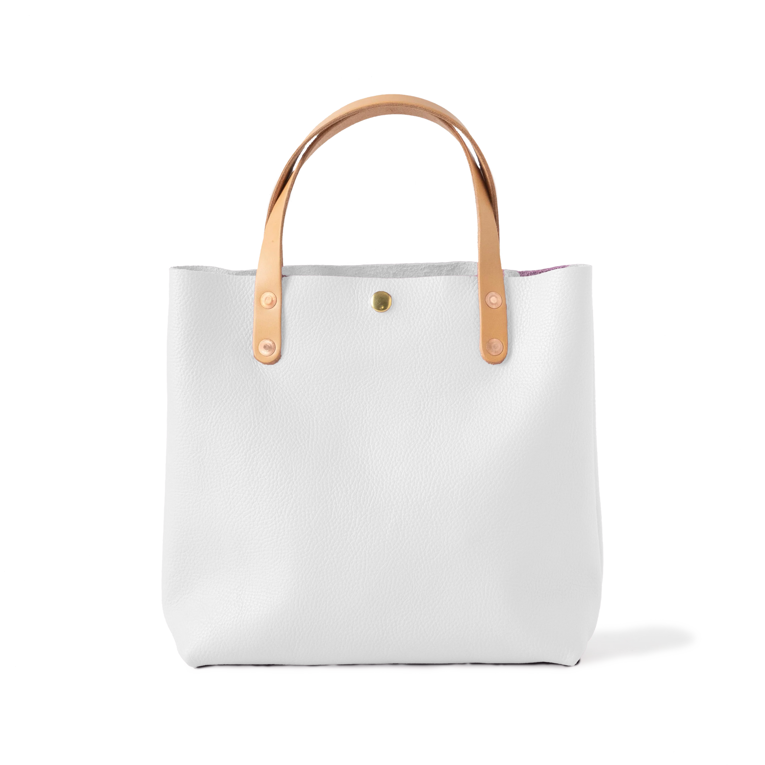 White Italian Pebbled Mini Tote