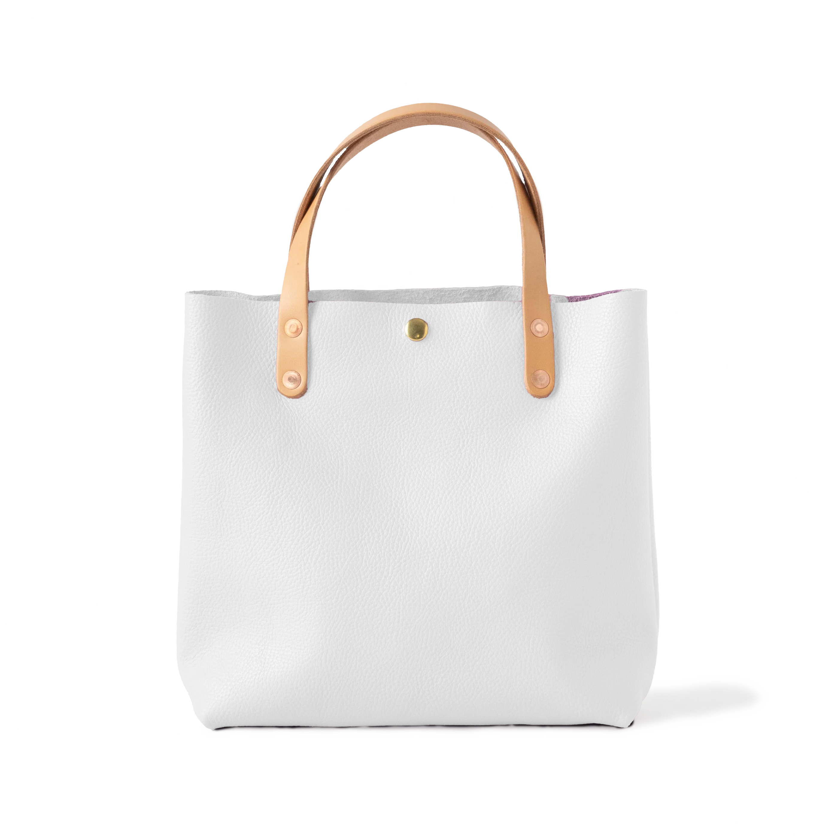 White Italian Pebbled Mini Tote