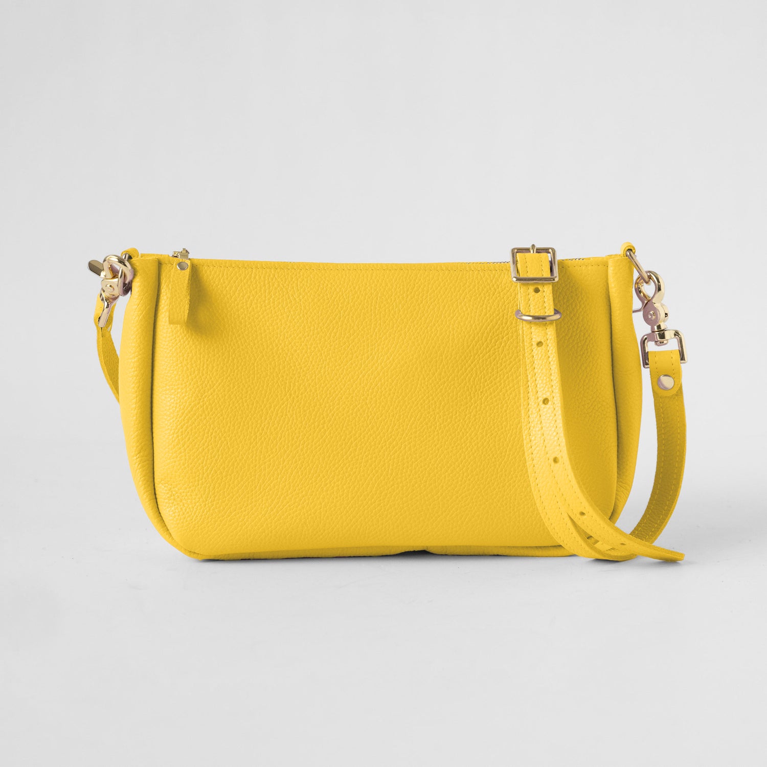 Yellow Italian Pebbled Crossbody Bag
