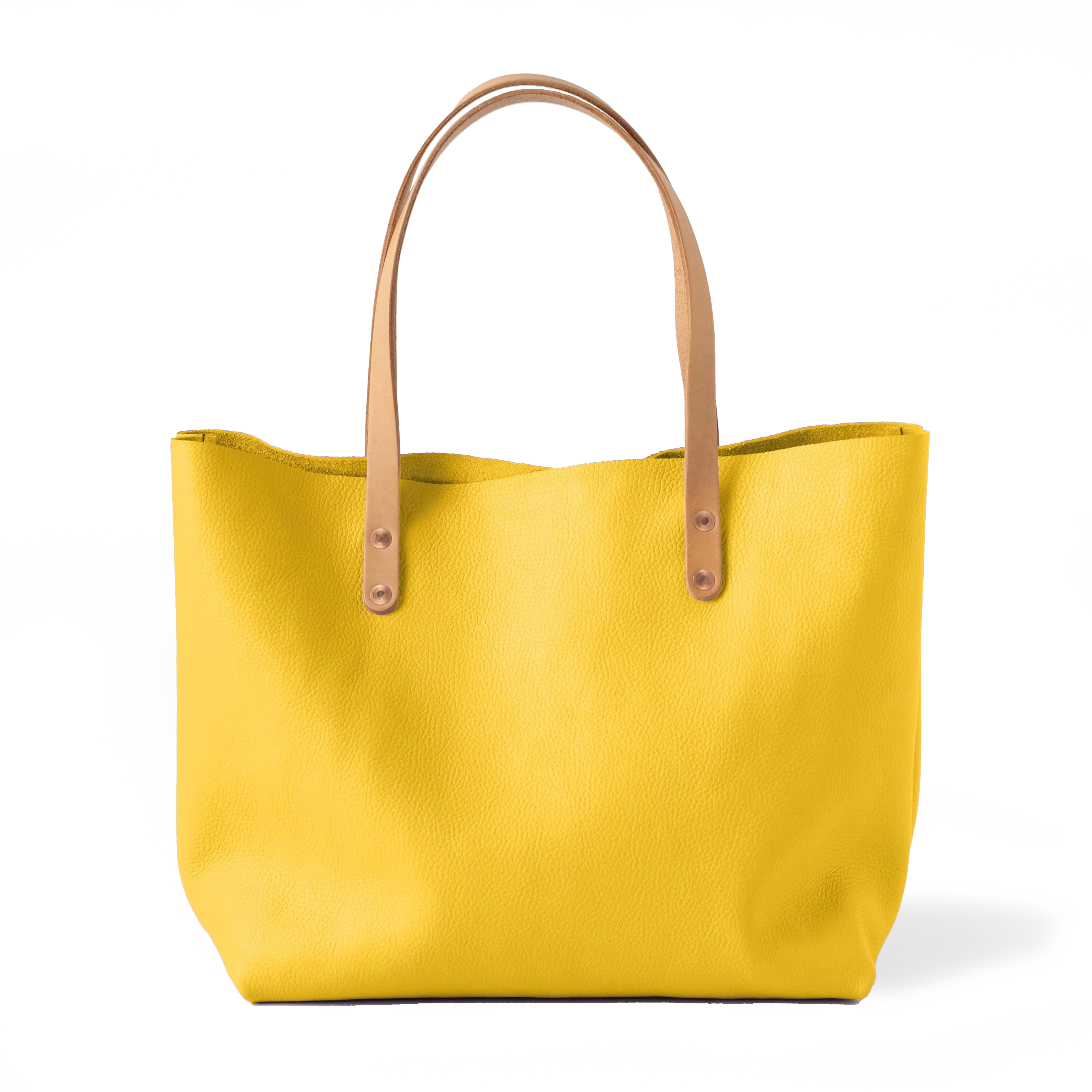 Yellow Italian Pebbled East West Tote