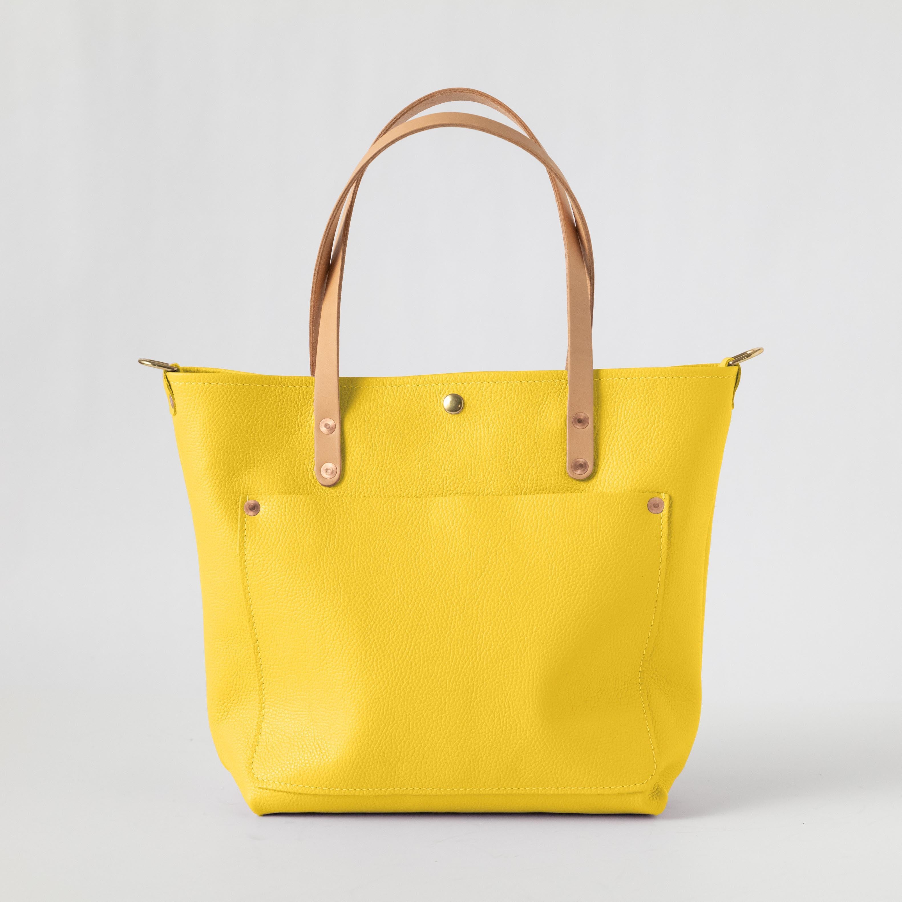 Yellow Italian Pebbled Travel Tote