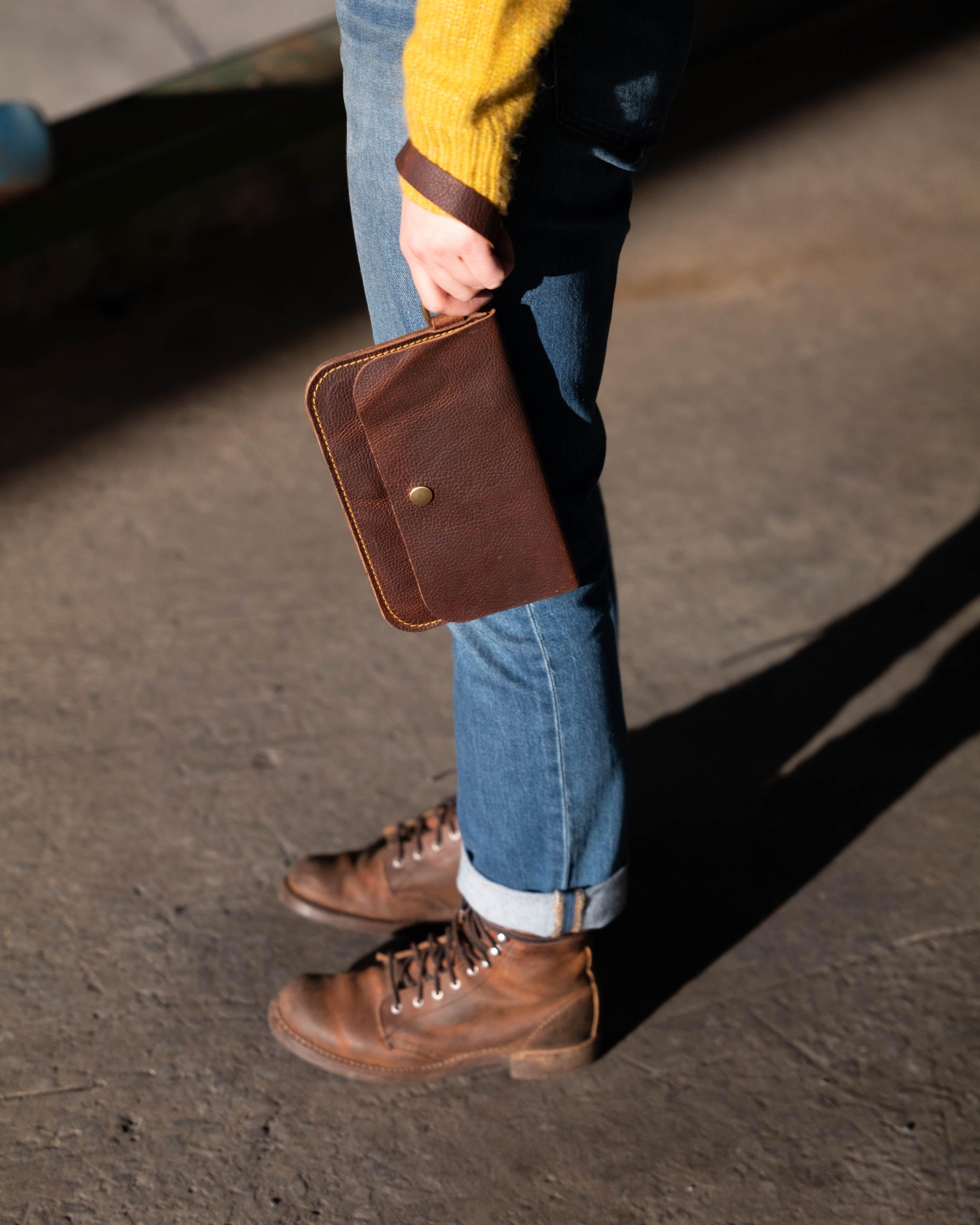 English Tan Wristlet Clutch