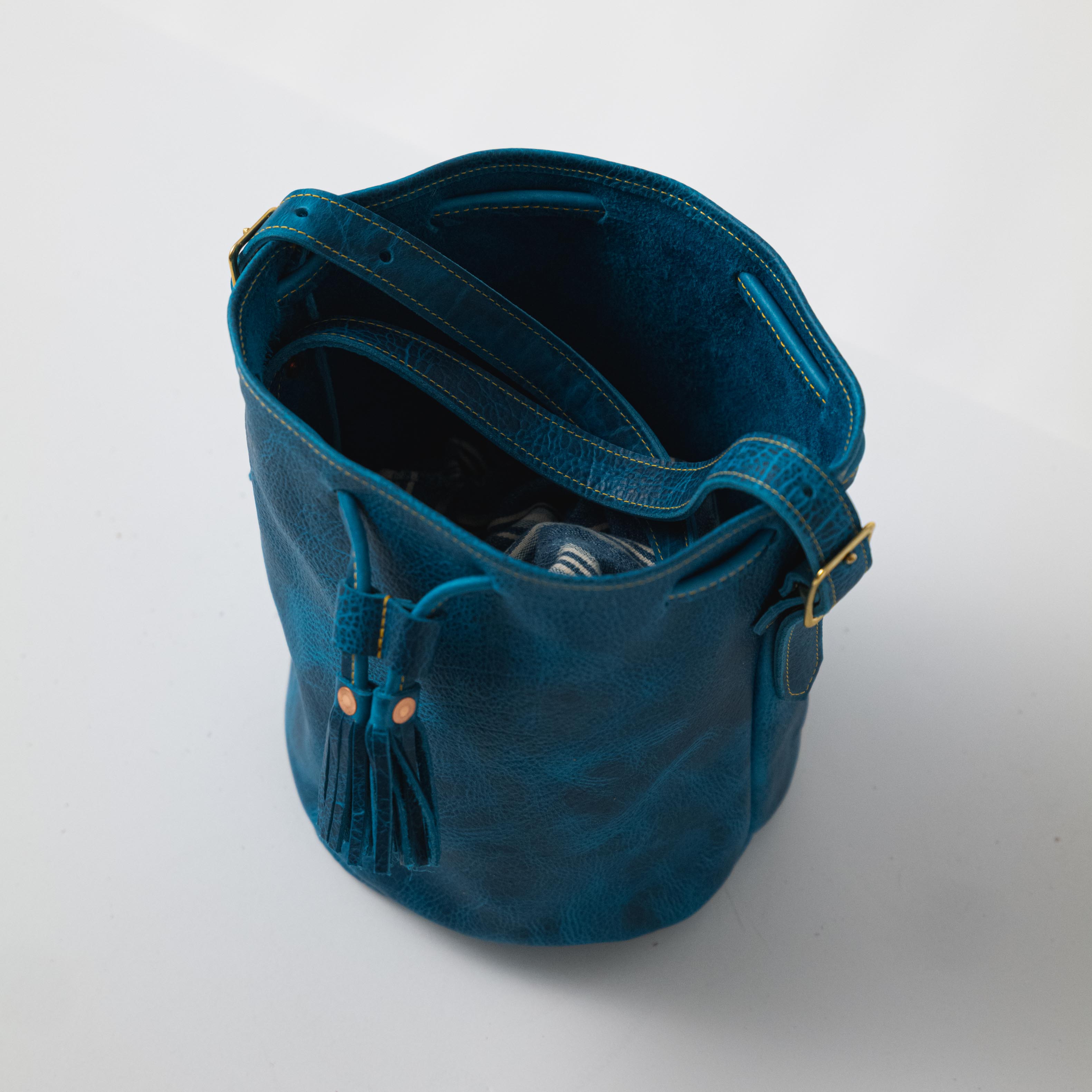 Petrol Blue Bison Bucket Bag