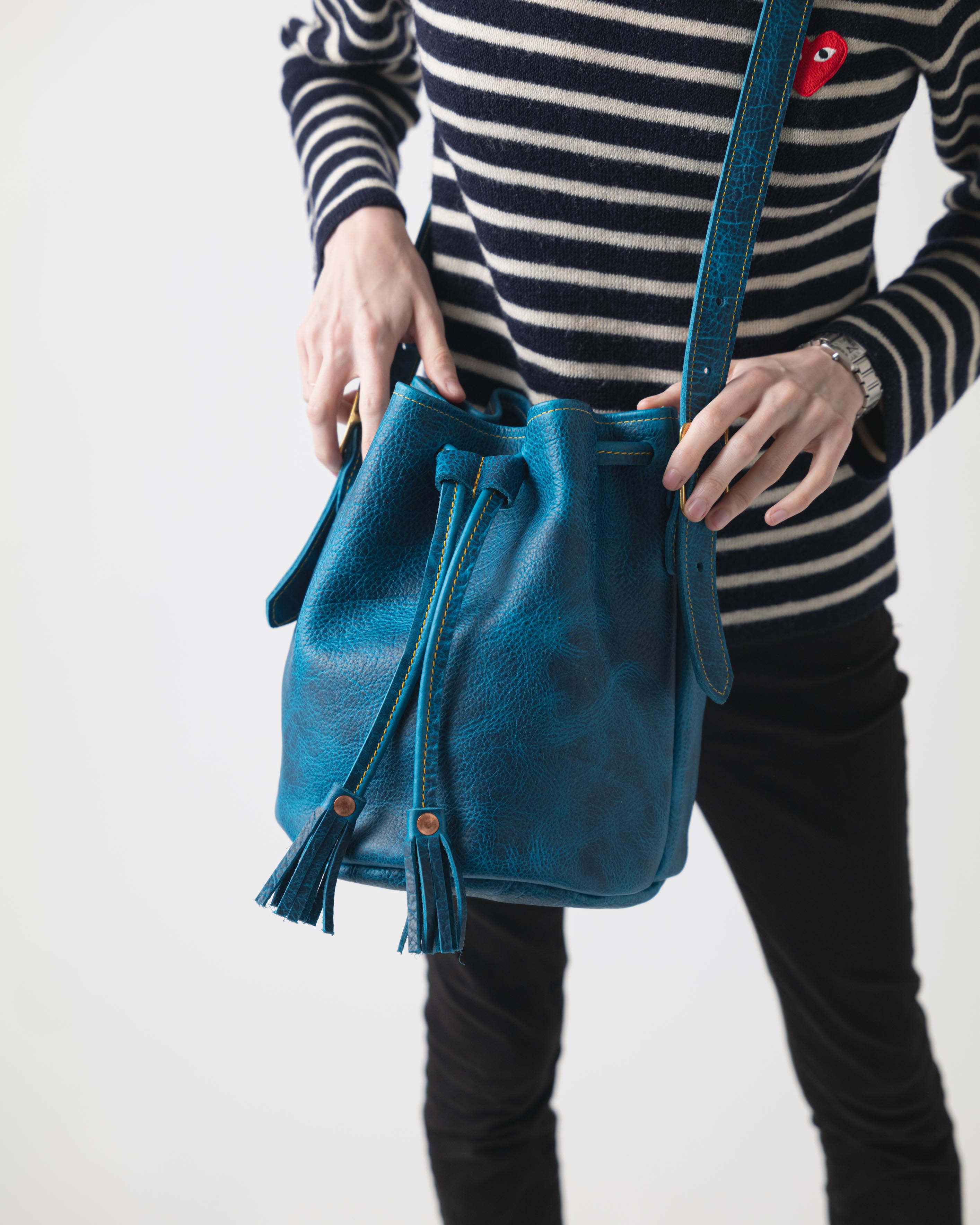 Petrol Blue Bison Bucket Bag