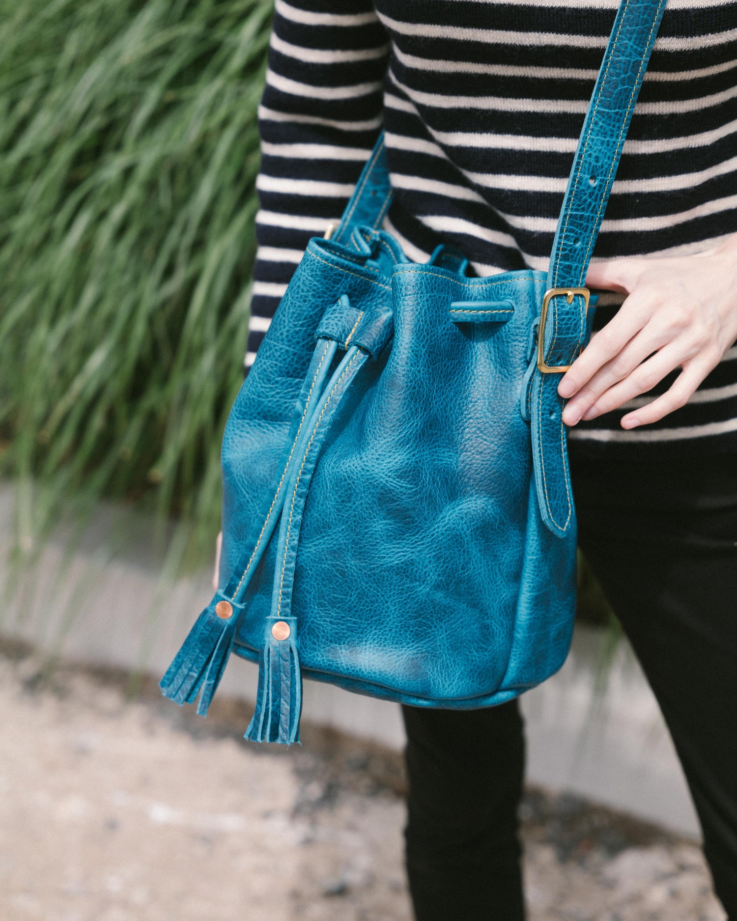 Petrol Blue Bison Bucket Bag