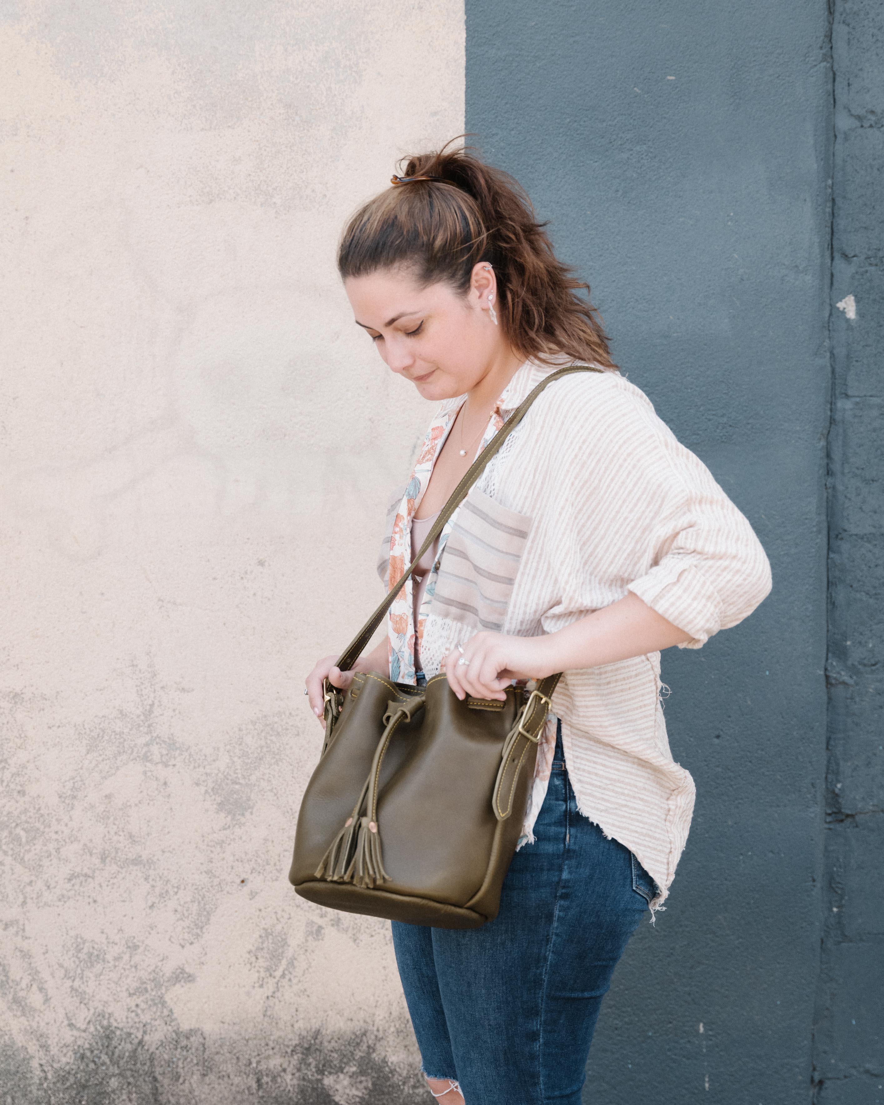 Olive Cypress Bucket Bag