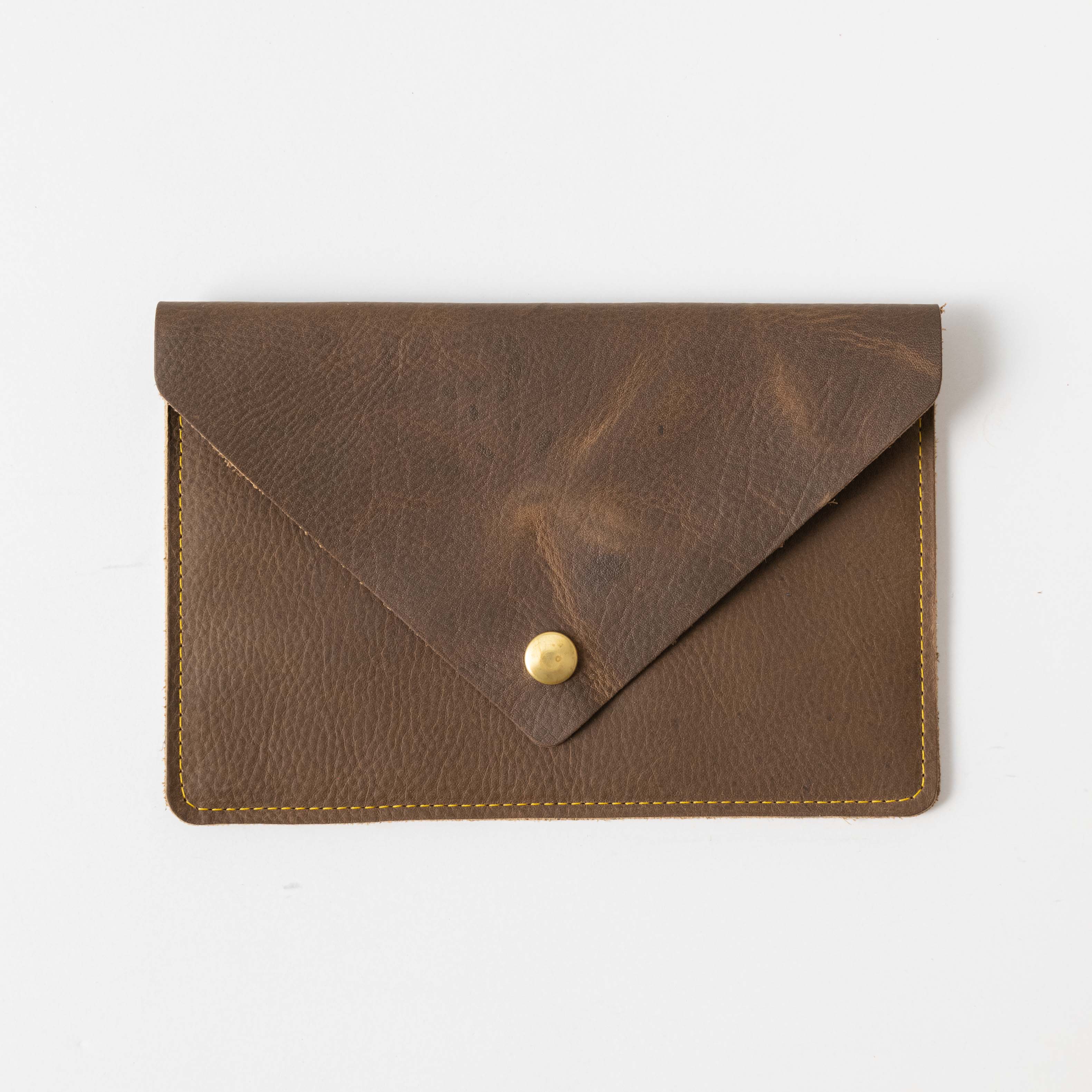 Olive Kodiak Leather Clutch