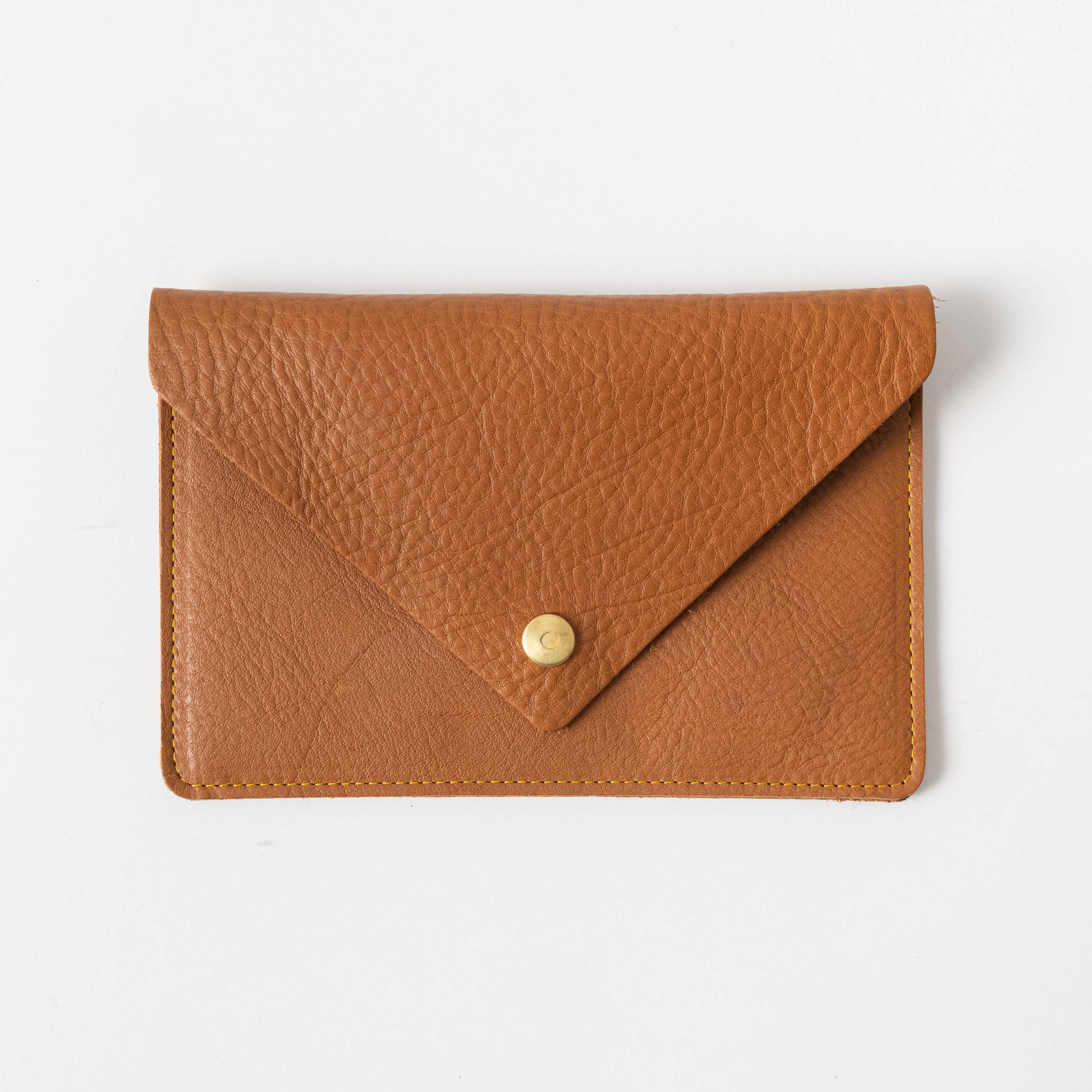 Cognac Cypress Small Zip Pouch | Leather Clutch Bag at KMM & Co. No
