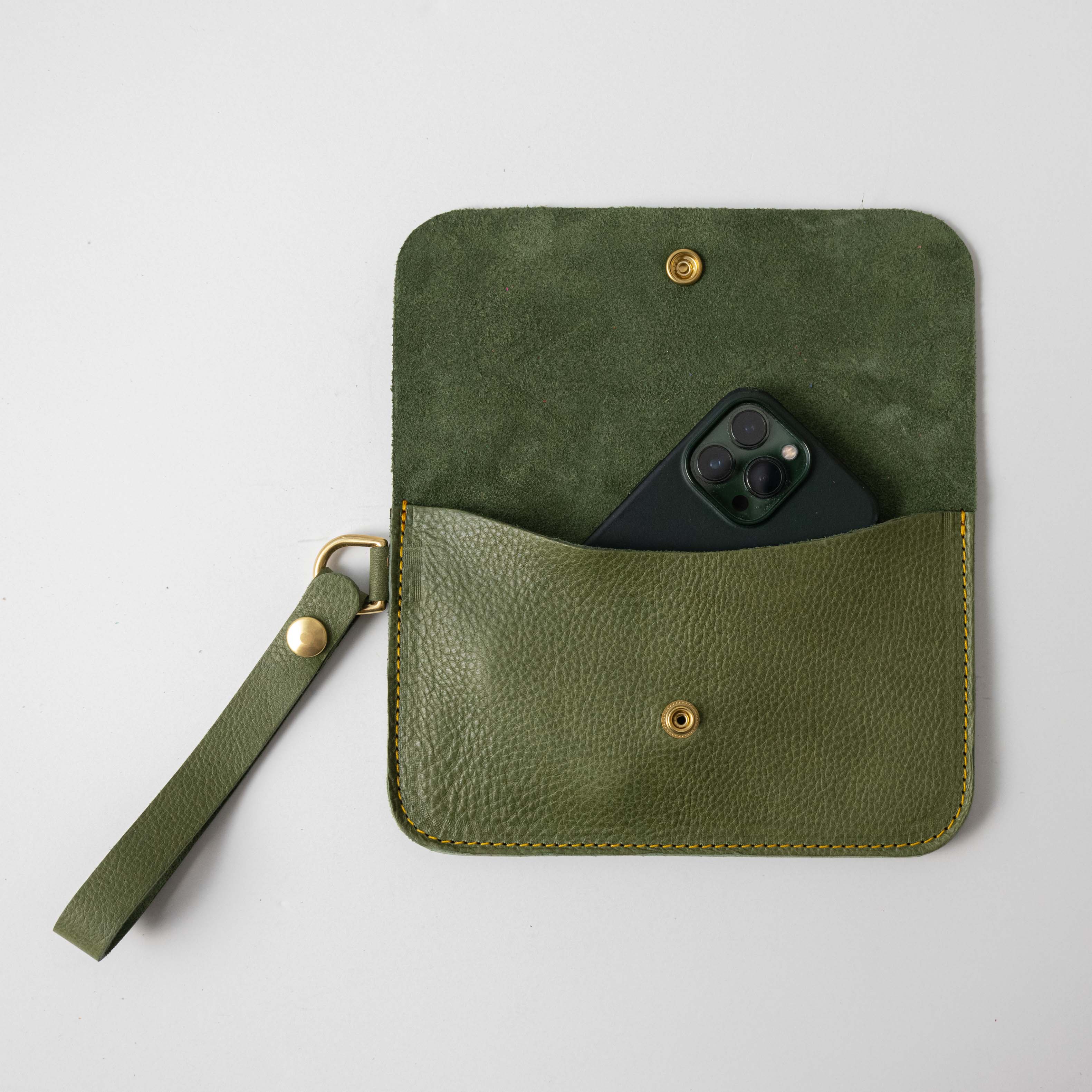 Italian Green Wristlet Clutch