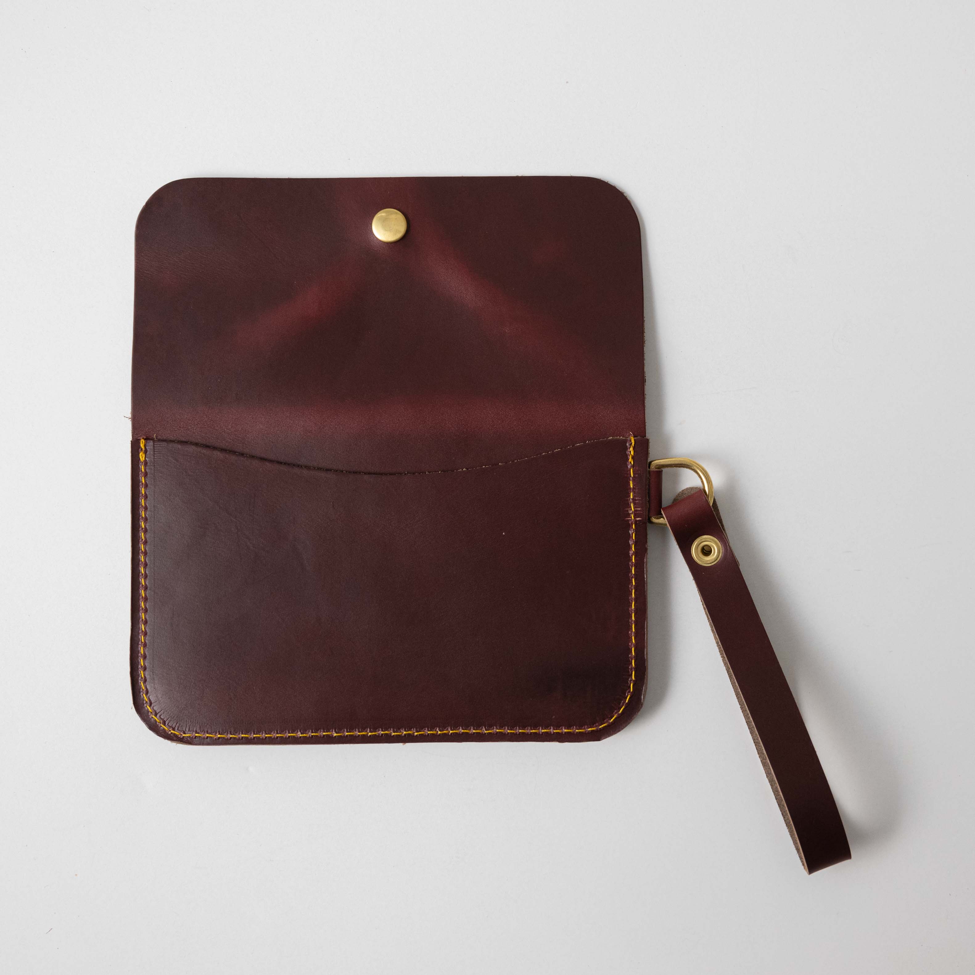 Burgundy Chromexcel Wristlet Clutch