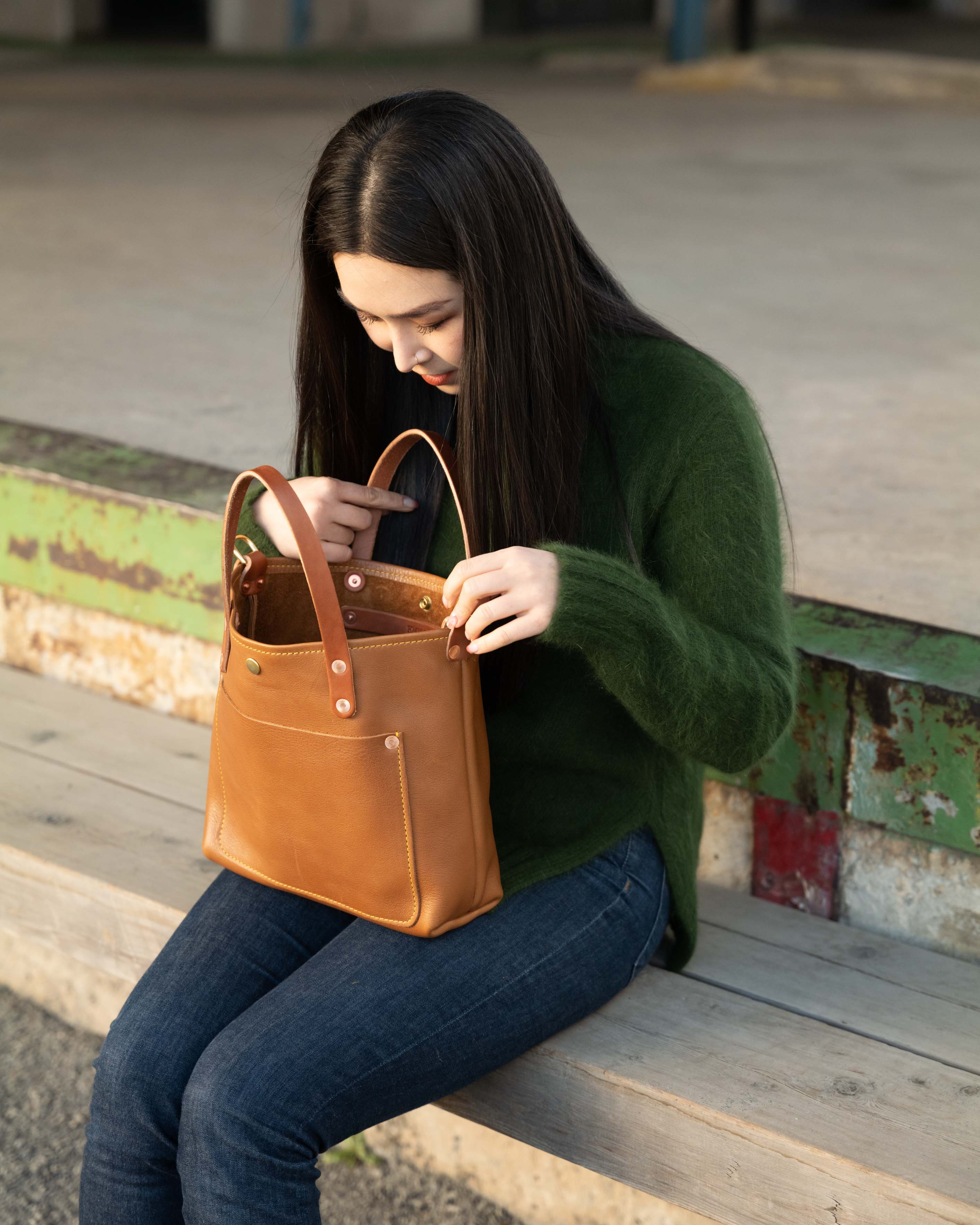 Cognac Cypress Mini Travel Tote