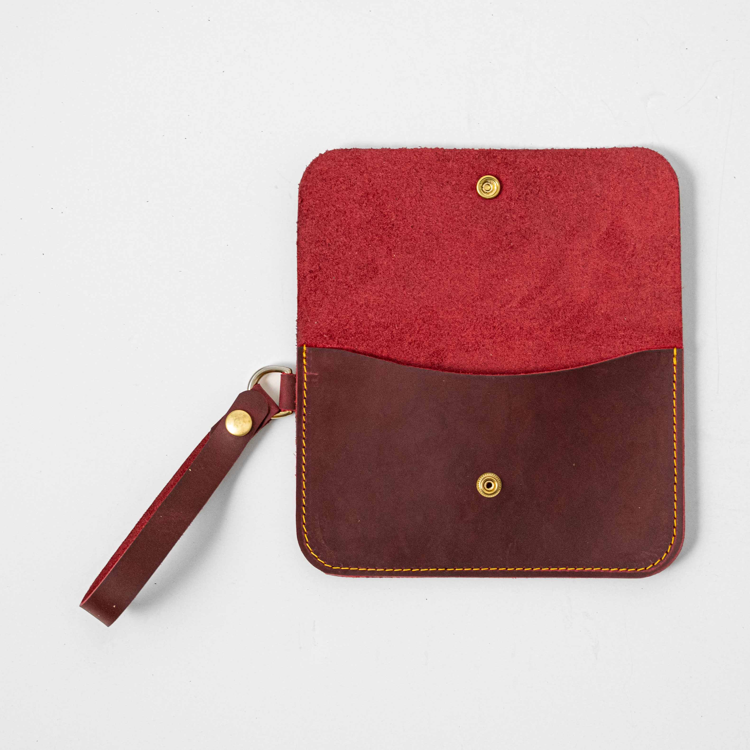 Cranberry Crazy Horse Wristlet Clutch